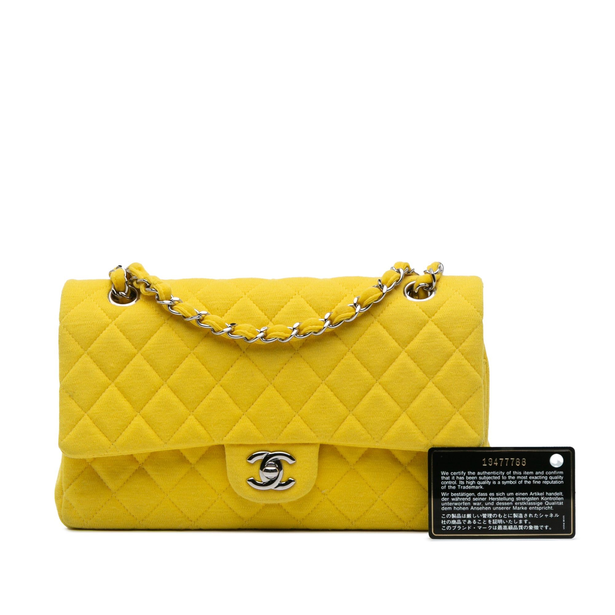 Chanel Chanel Medium Classic Jersey Double Flap Yellow Size ONE SIZE - 12 Thumbnail