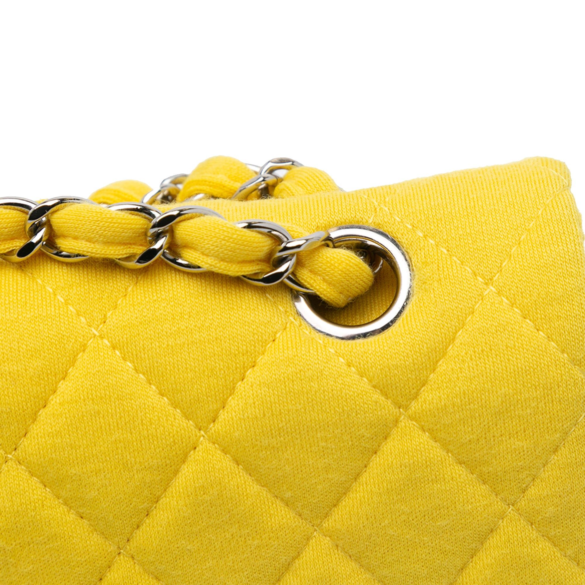 Chanel Chanel Medium Classic Jersey Double Flap Yellow Size ONE SIZE - 10 Thumbnail