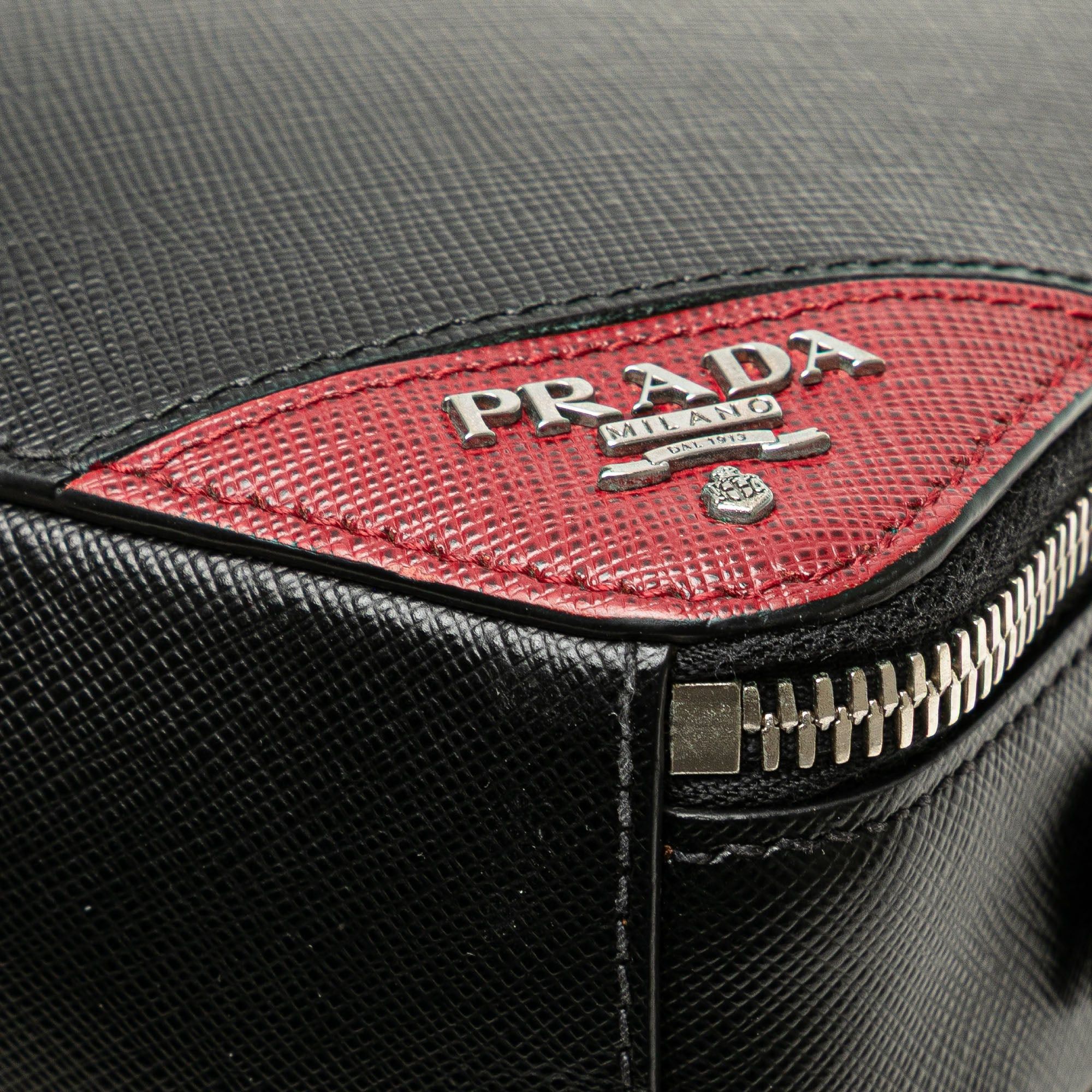 Prada Prada Saffiano Double Zip Travel Pouch Black Size ONE SIZE - 9 Thumbnail