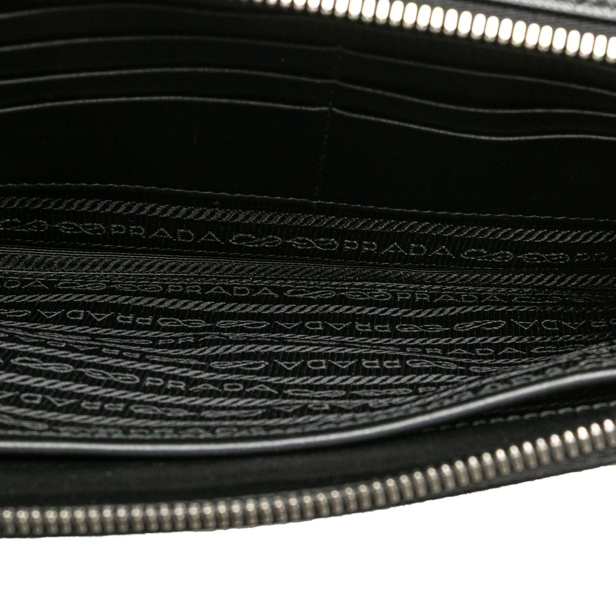 Prada Prada Saffiano Double Zip Travel Pouch Black Size ONE SIZE - 5 Thumbnail