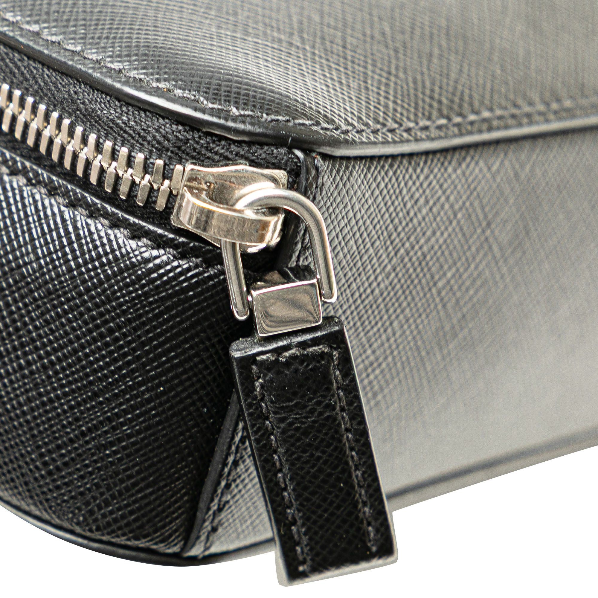 Prada Prada Saffiano Double Zip Travel Pouch Black Size ONE SIZE - 7 Thumbnail