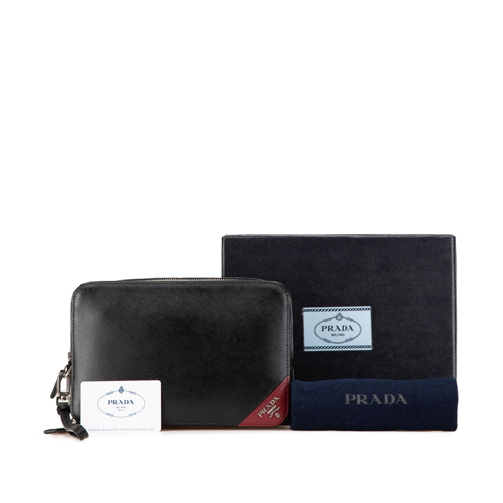 Prada Prada Saffiano Double Zip Travel Pouch Black Size ONE SIZE - 14 Thumbnail