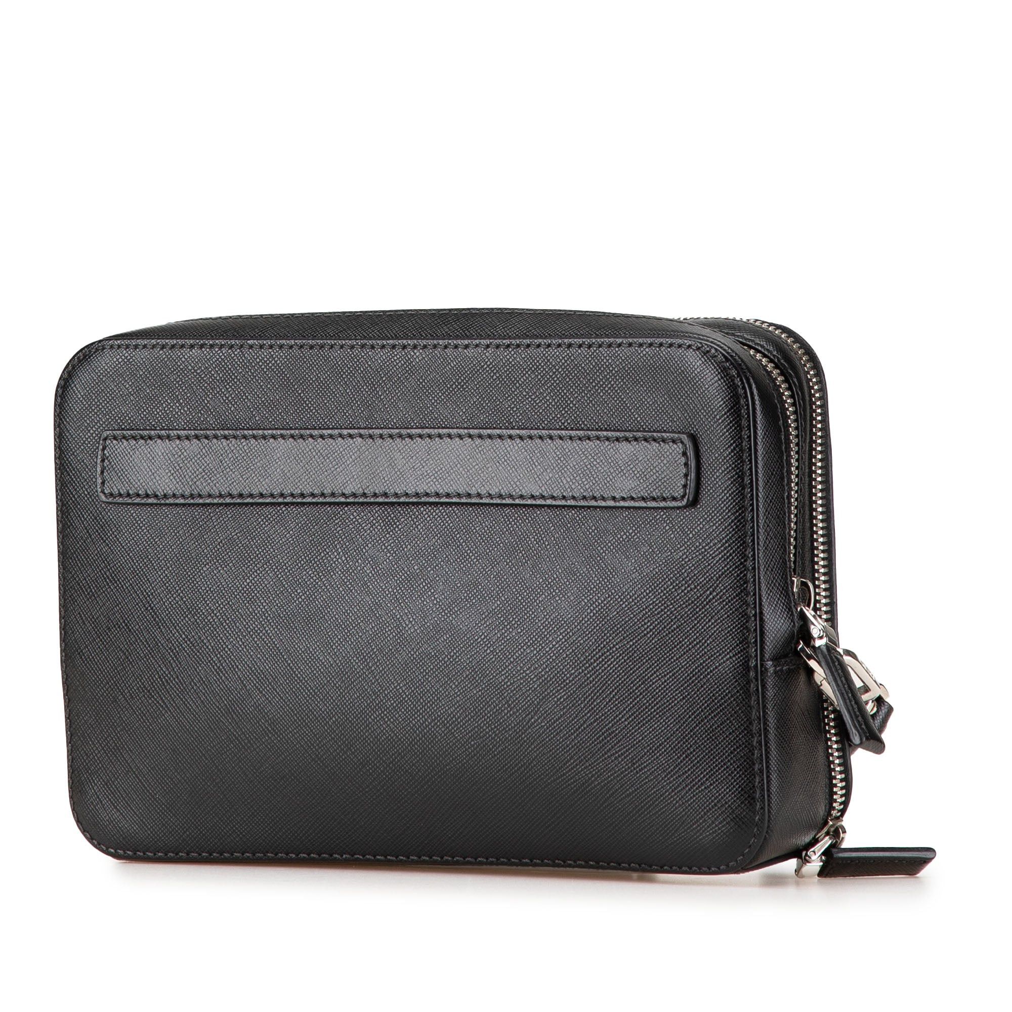 Prada Prada Saffiano Double Zip Travel Pouch Black Size ONE SIZE - 2 Thumbnail