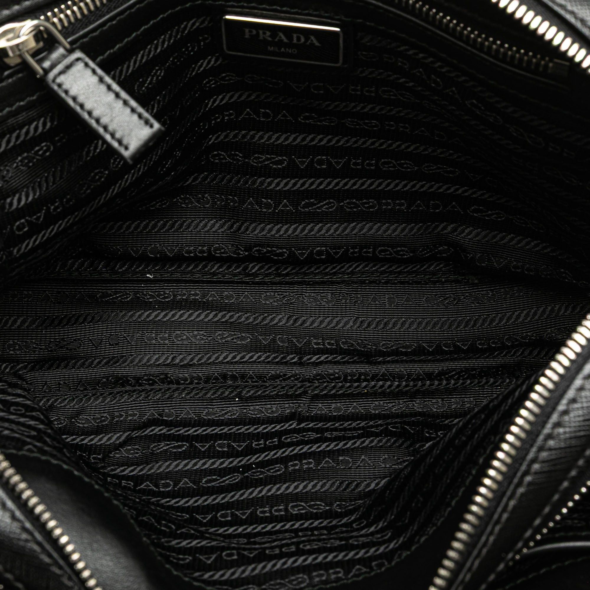 Prada Prada Saffiano Double Zip Travel Pouch Black Size ONE SIZE - 4 Thumbnail