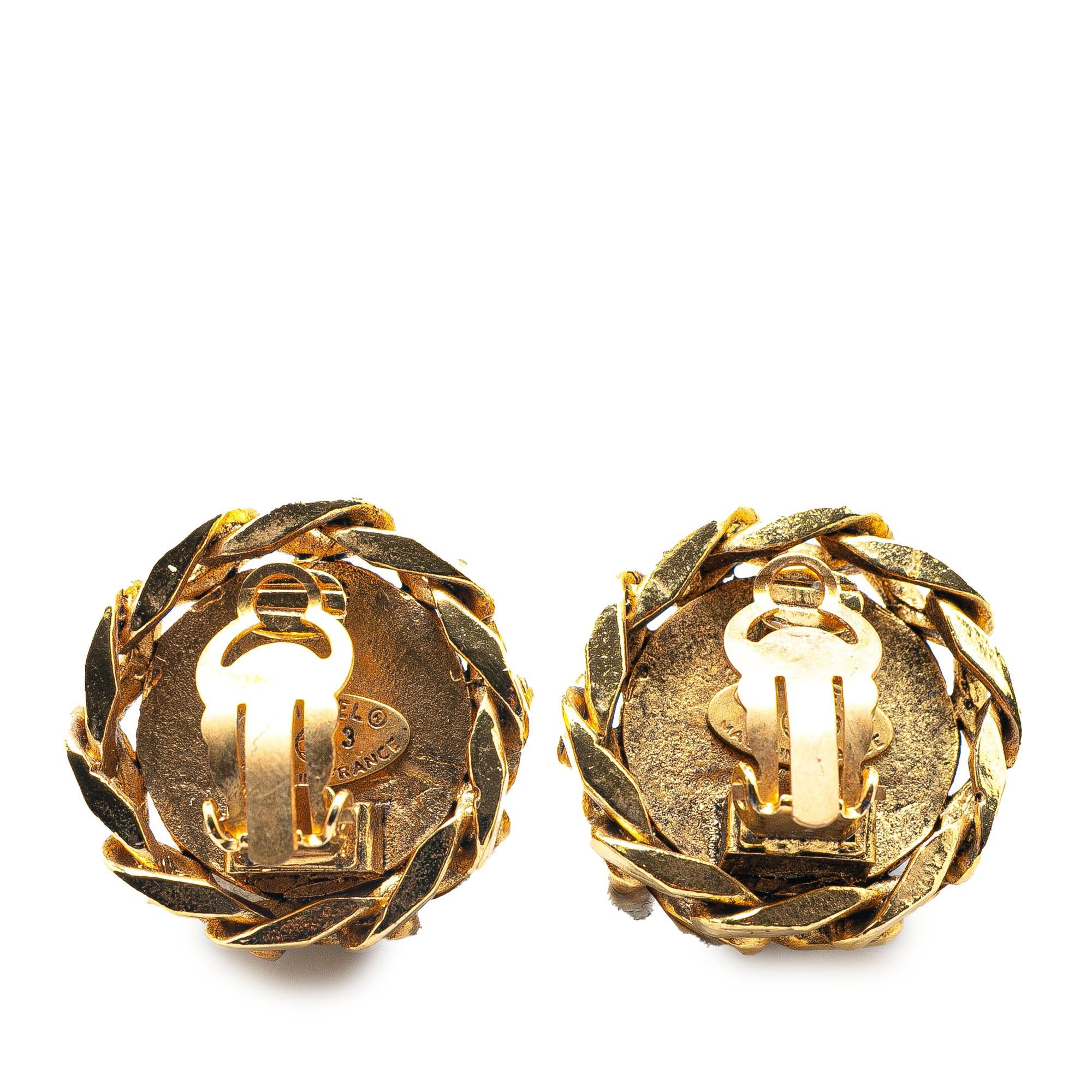 Chanel Chanel Gold Plated Rhinestone CC Clip On Earrings Gold Size ONE SIZE - 2 Thumbnail