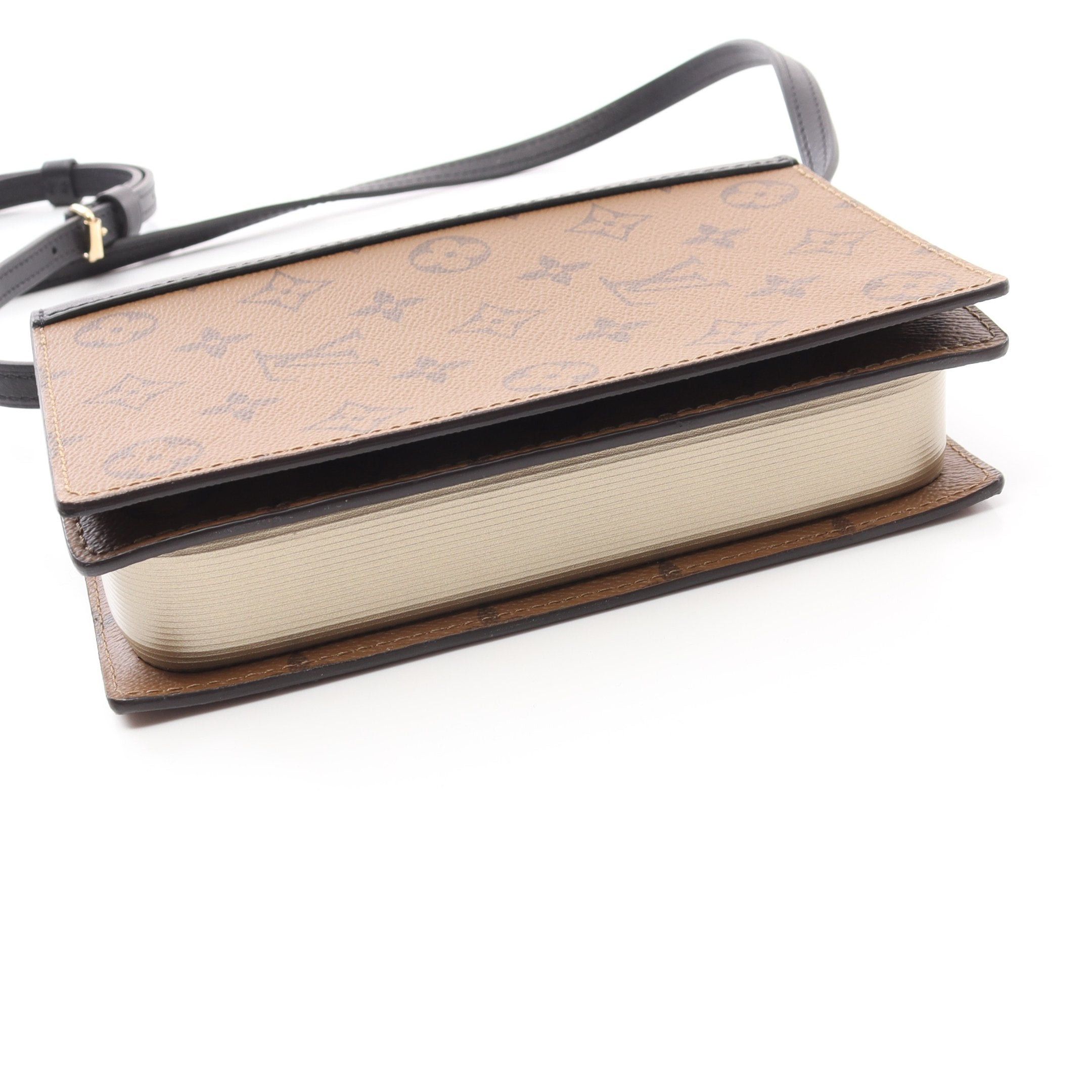 Louis Vuitton Louis Vuitton Hook Wallet On Chain Monogram Reverse Shoulder Bag Leather Light Brown Black Size ONE SIZE - 7 Thumbnail