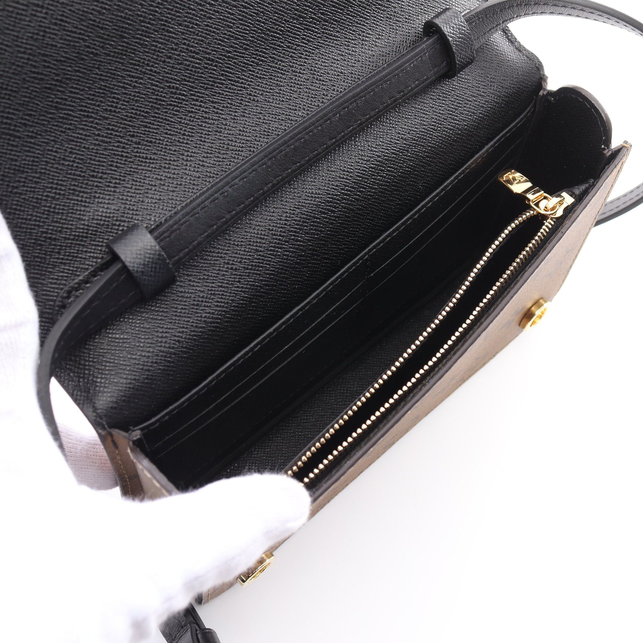 Louis Vuitton Louis Vuitton Hook Wallet On Chain Monogram Reverse Shoulder Bag Leather Light Brown Black Size ONE SIZE - 3 Thumbnail