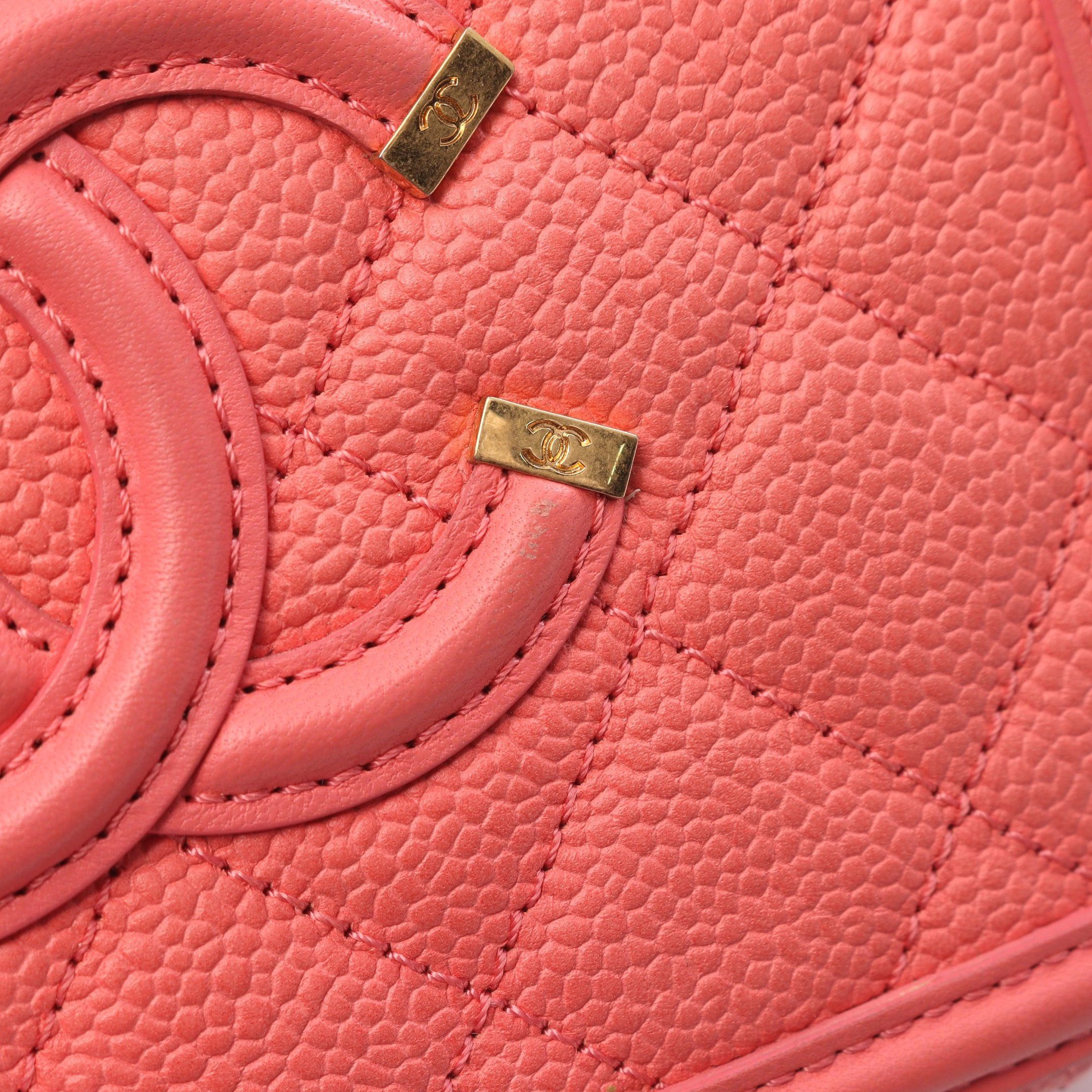 Chanel Chanel Cc Figley Small Vanity Bag Chain Shoulder Caviar Skin Coral Pink Gold Hardware Size ONE SIZE - 10 Thumbnail