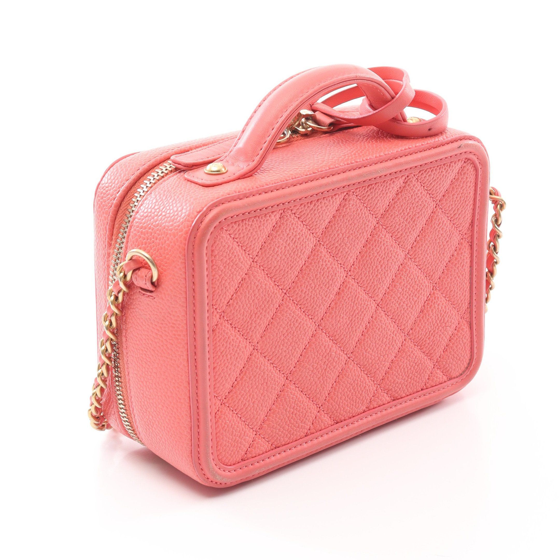 Chanel Chanel Cc Figley Small Vanity Bag Chain Shoulder Caviar Skin Coral Pink Gold Hardware Size ONE SIZE - 2 Thumbnail