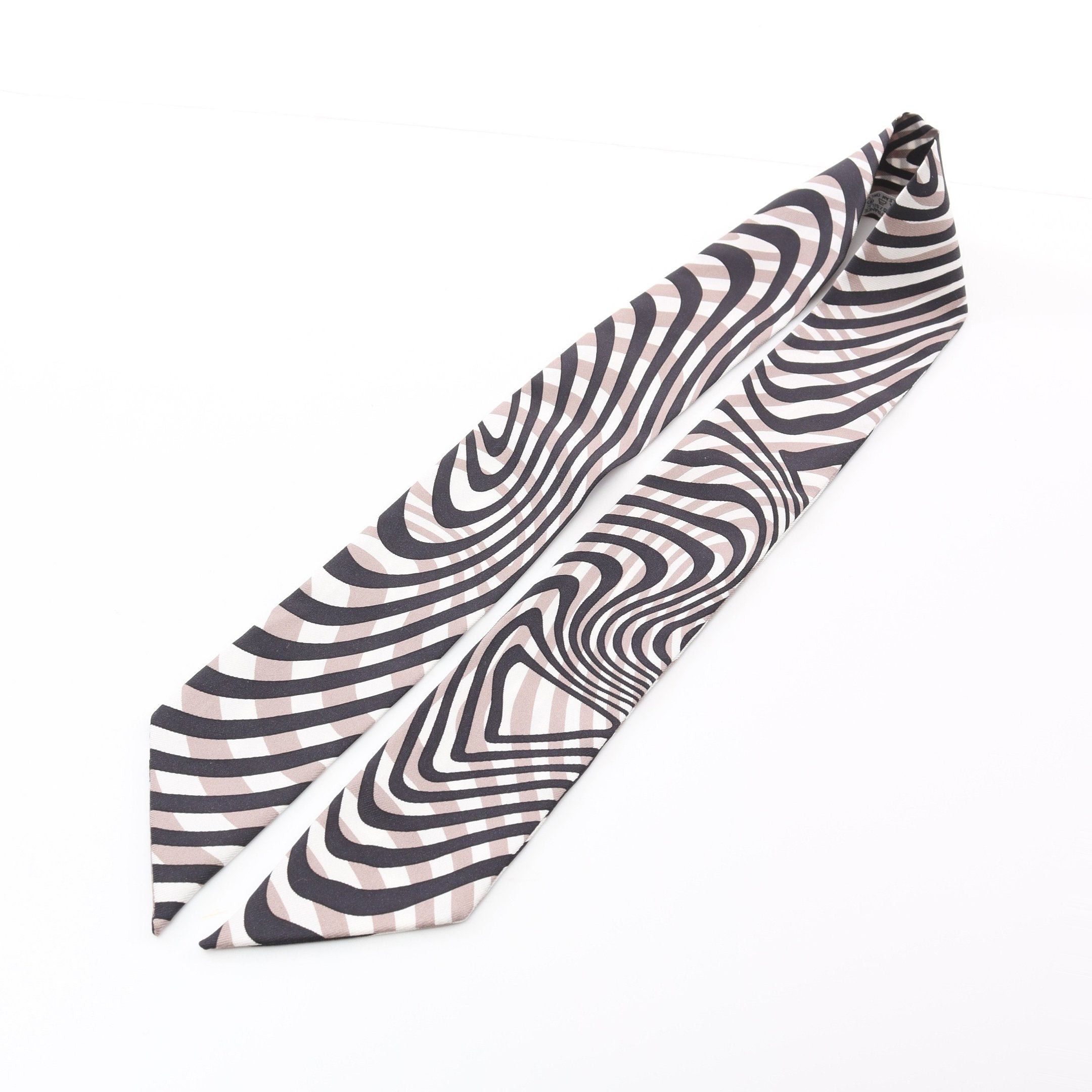 Hermes Hermes Twilly Onde De Chic Ribbon Scarf Silk Black Multicolor Size ONE SIZE - 4 Thumbnail