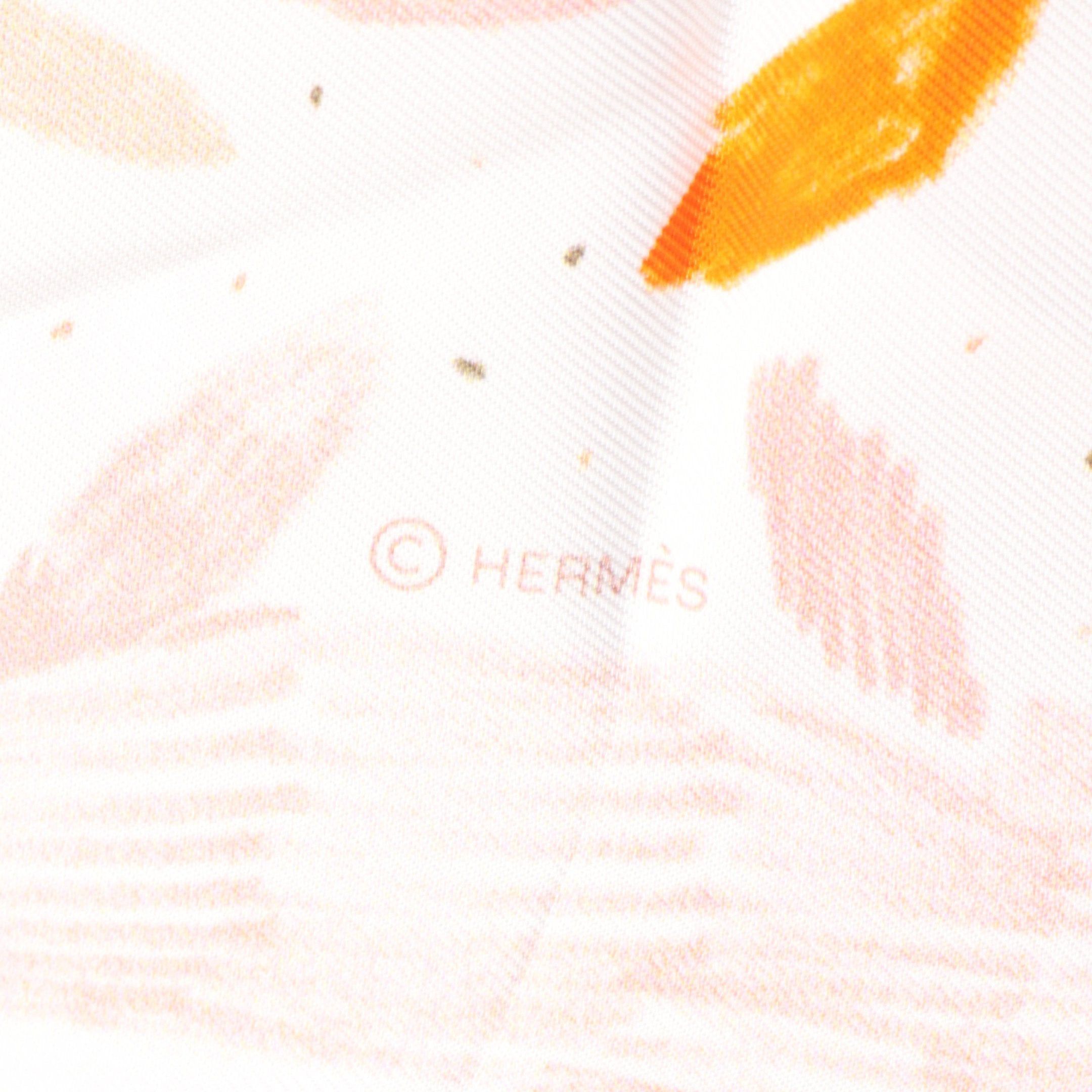 Hermes Hermes Carres 90 Chacun Fait Son Nid Scarf Silk White Orange Multicolor Size ONE SIZE - 2 Thumbnail