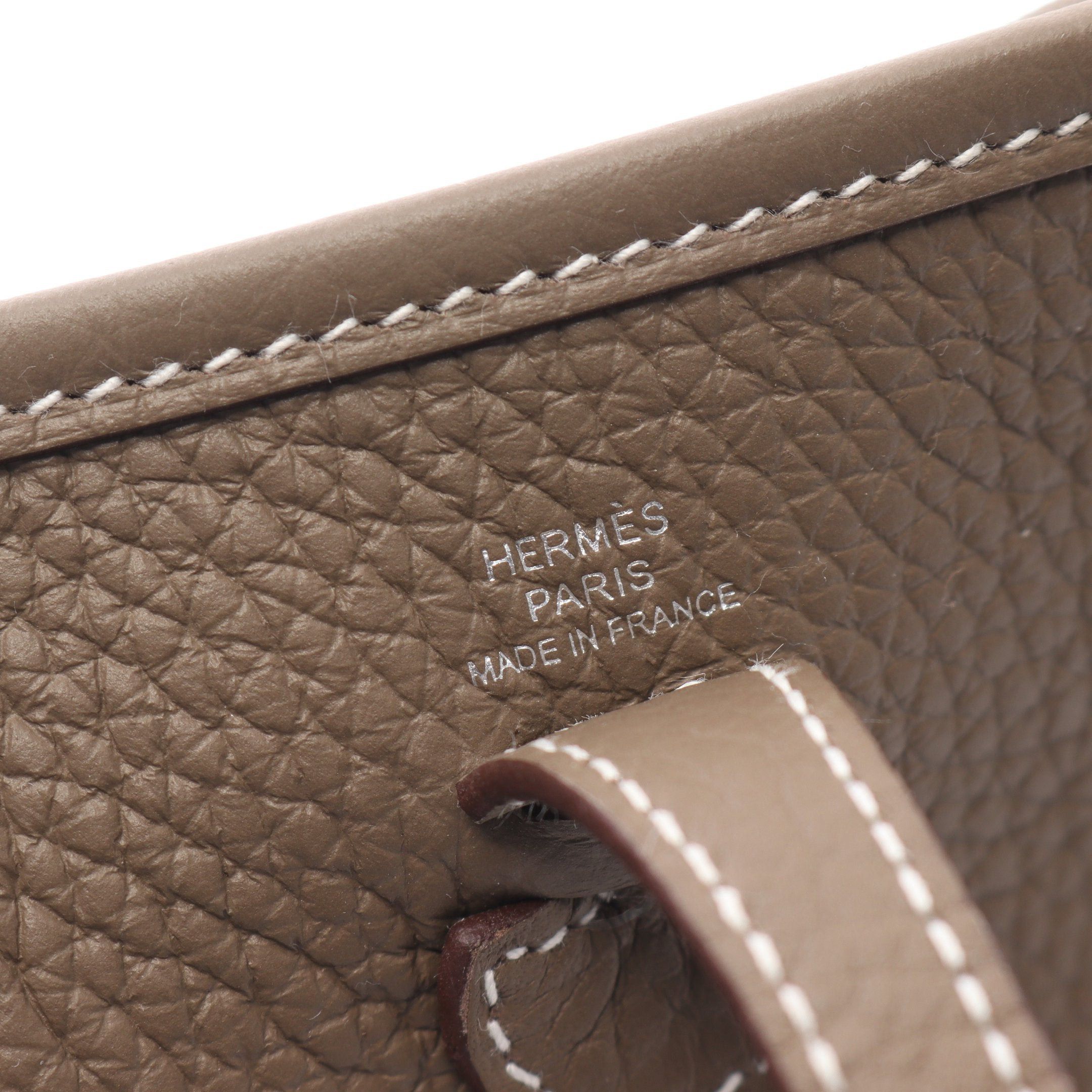 Hermes Hermes Evelyn Tpm Etoupe Blue Indigo Shoulder Bag Clemence Leather Gray Brown Silver Hardware Double Engraved Size ONE SIZE - 4 Thumbnail