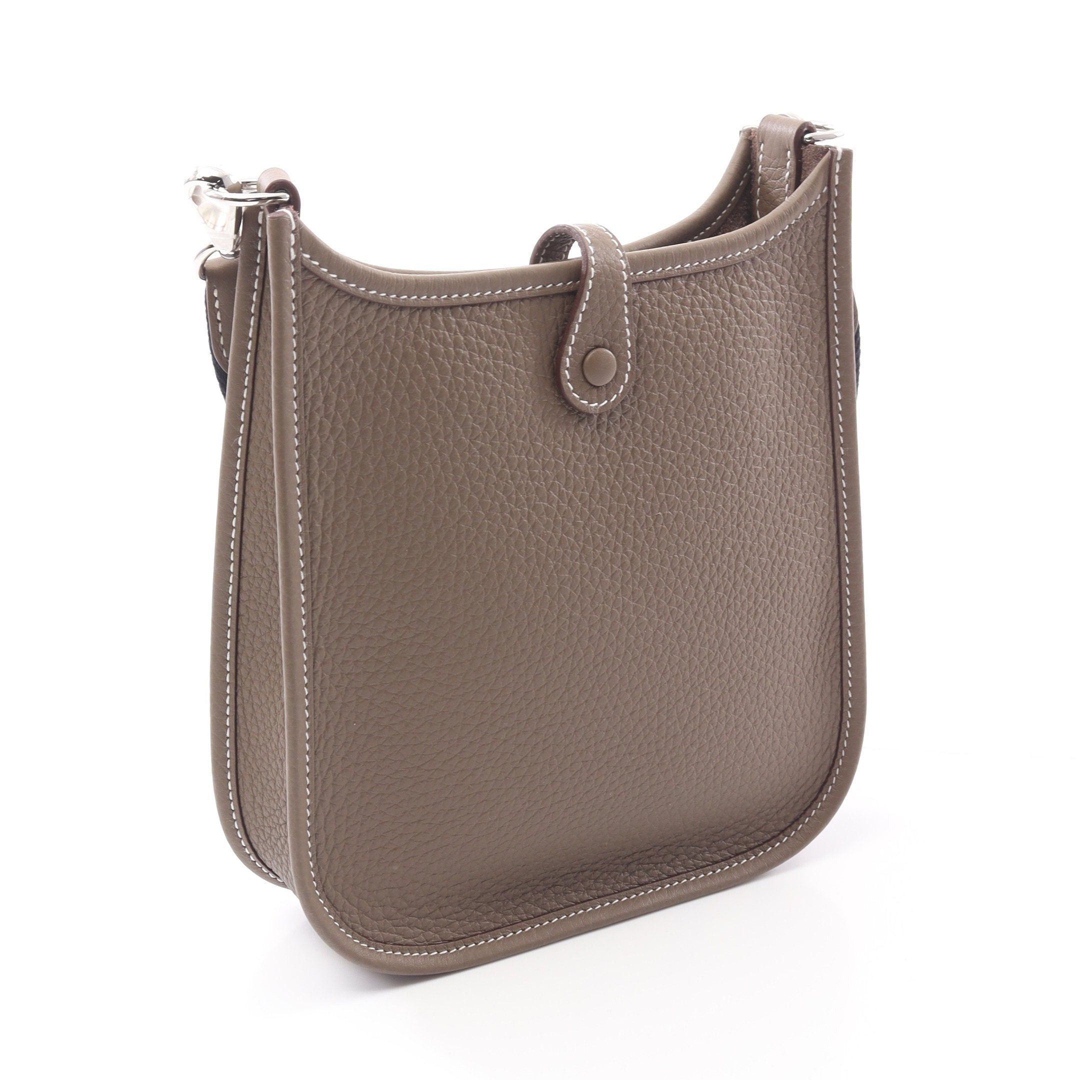 Hermes Hermes Evelyn Tpm Etoupe Blue Indigo Shoulder Bag Clemence Leather Gray Brown Silver Hardware Double Engraved Size ONE SIZE - 2 Thumbnail