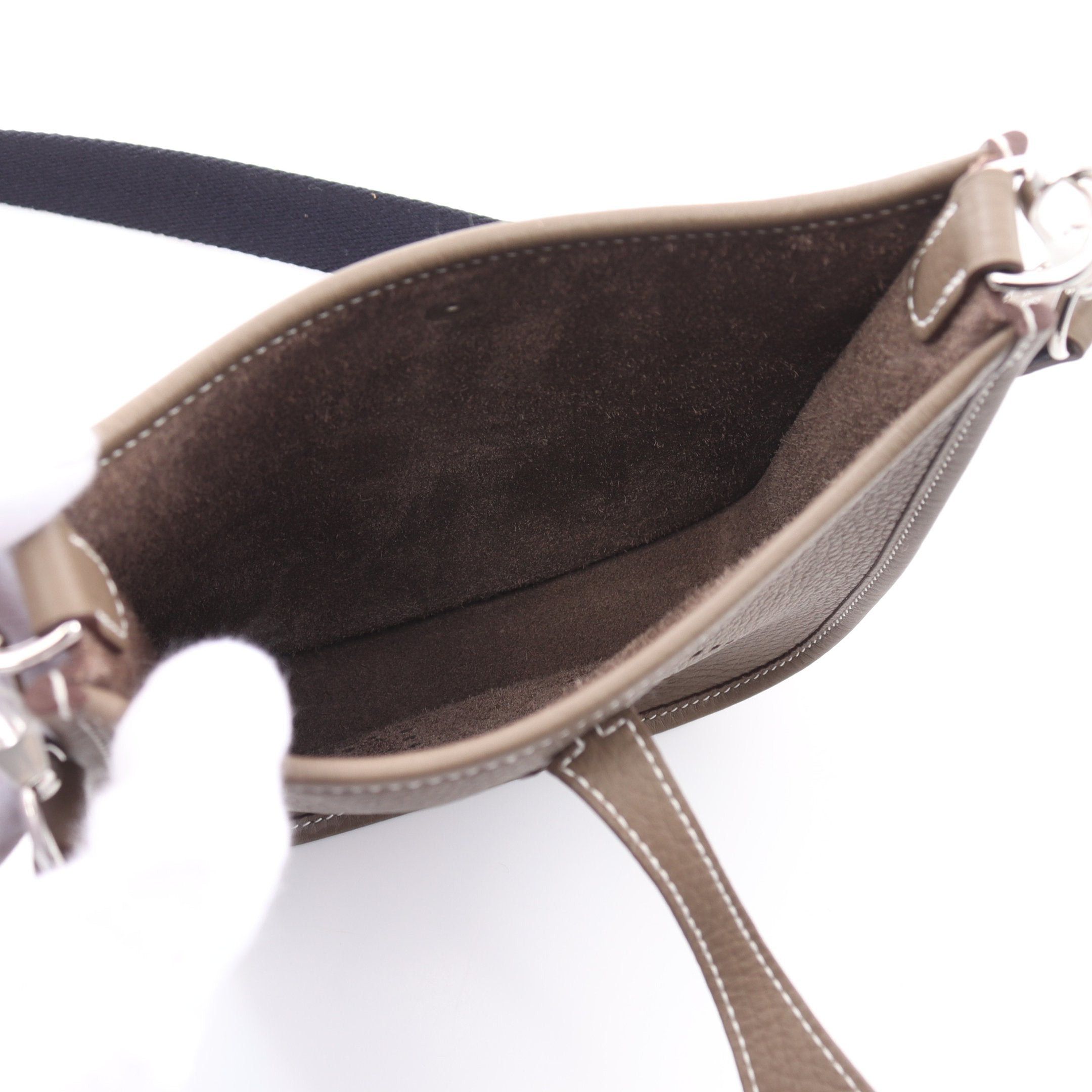 Hermes Hermes Evelyn Tpm Etoupe Blue Indigo Shoulder Bag Clemence Leather Gray Brown Silver Hardware Double Engraved Size ONE SIZE - 3 Thumbnail