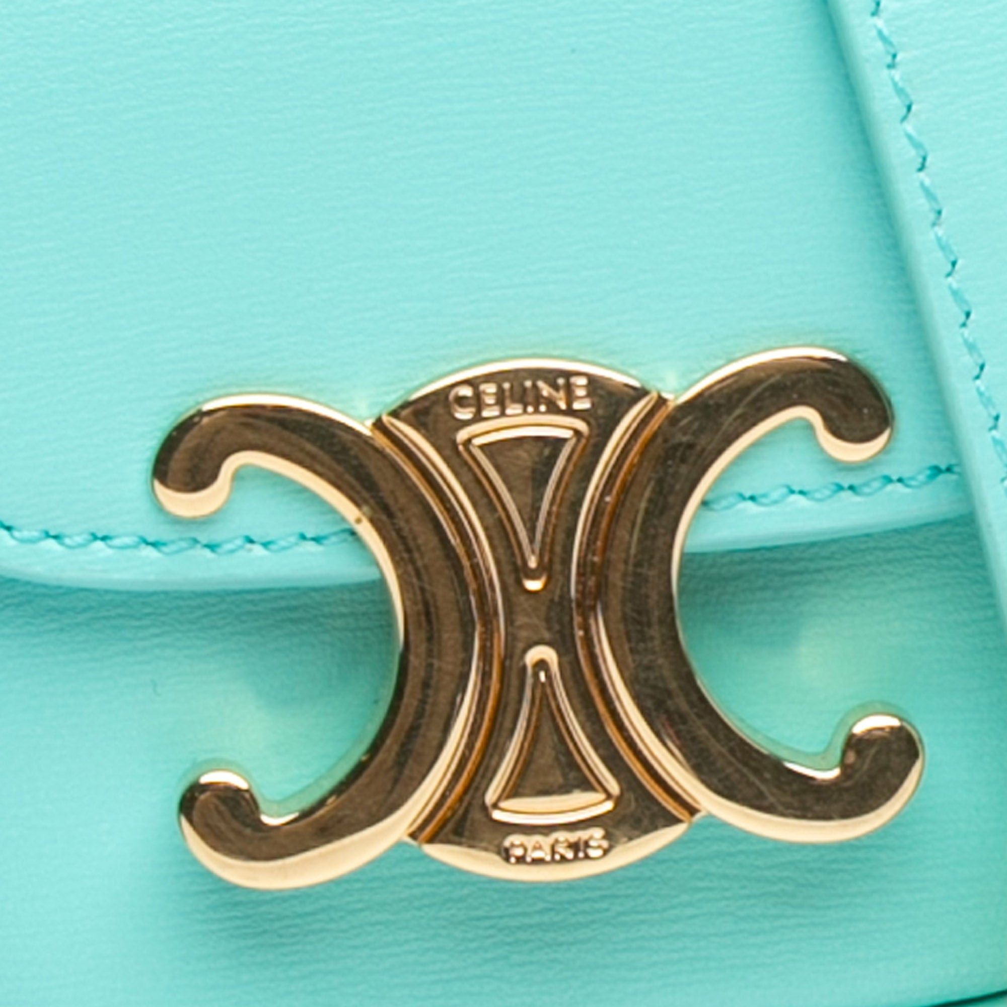 Celine Celine Mini Shiny Calfskin Triomphe Crossbody Blue Size ONE SIZE - 8 Thumbnail