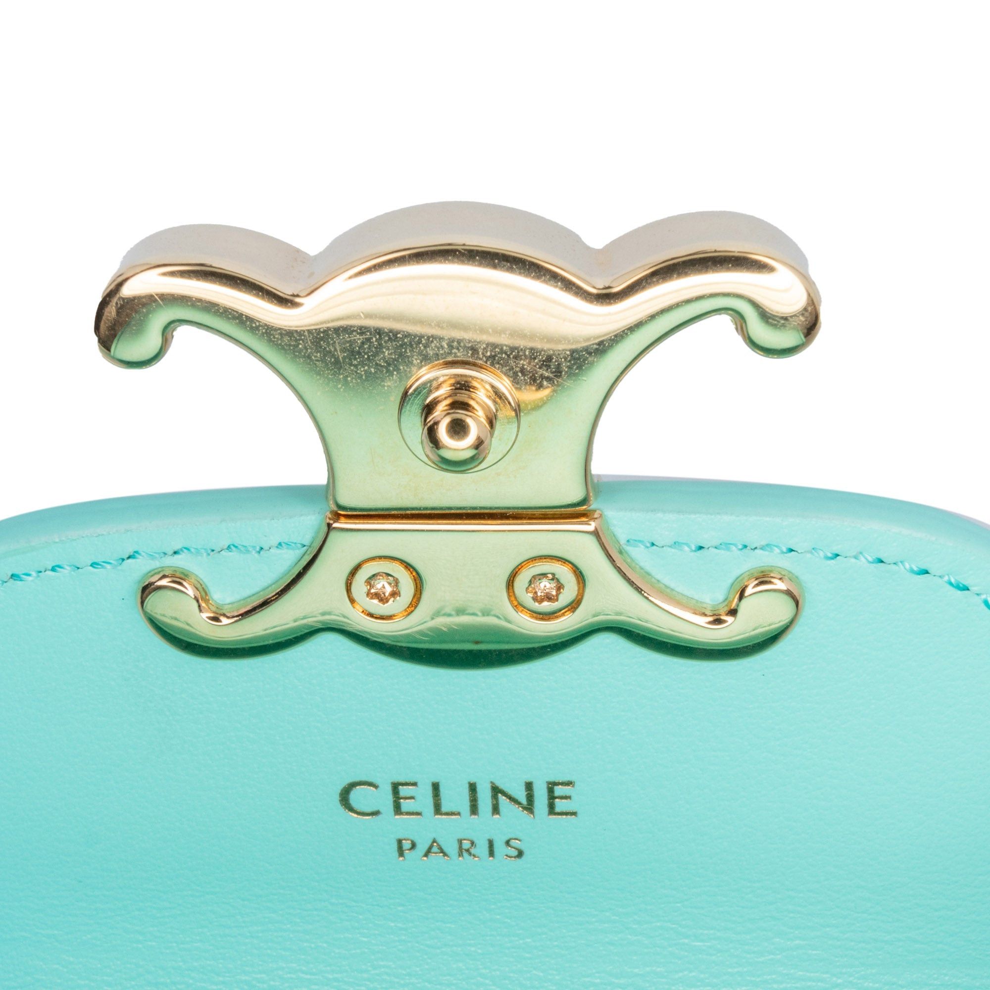 Celine Celine Mini Shiny Calfskin Triomphe Crossbody Blue Size ONE SIZE - 6 Thumbnail
