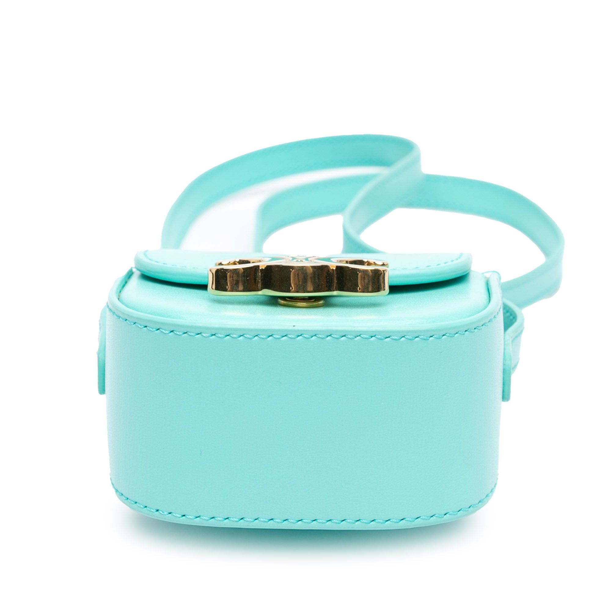 Celine Celine Mini Shiny Calfskin Triomphe Crossbody Blue Size ONE SIZE - 3 Thumbnail