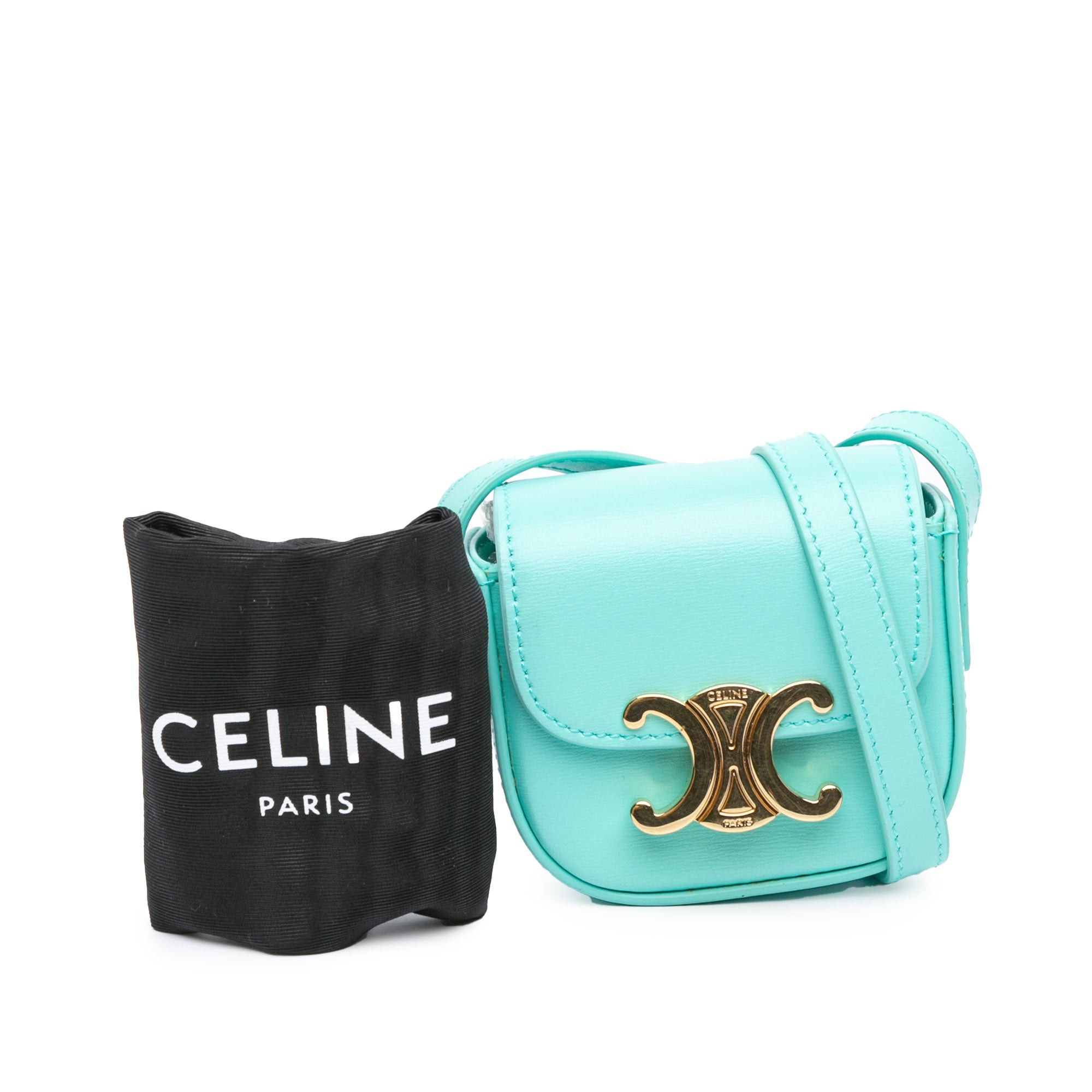 Celine Celine Mini Shiny Calfskin Triomphe Crossbody Blue Size ONE SIZE - 10 Thumbnail