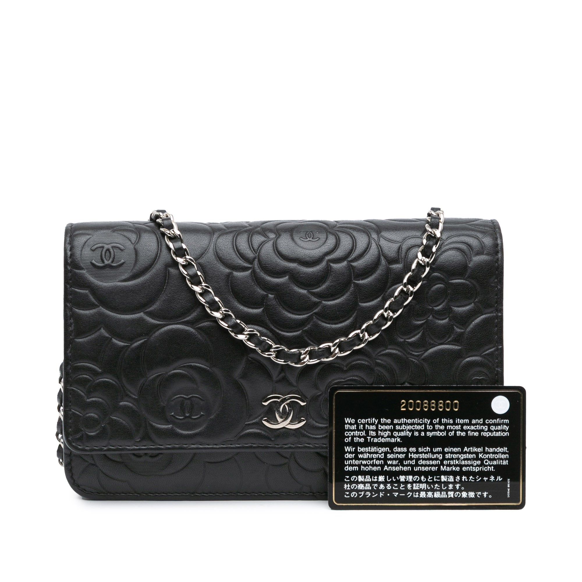Chanel Chanel Lambskin Camellia Embossed Wallet On Chain Black Size ONE SIZE - 11 Thumbnail