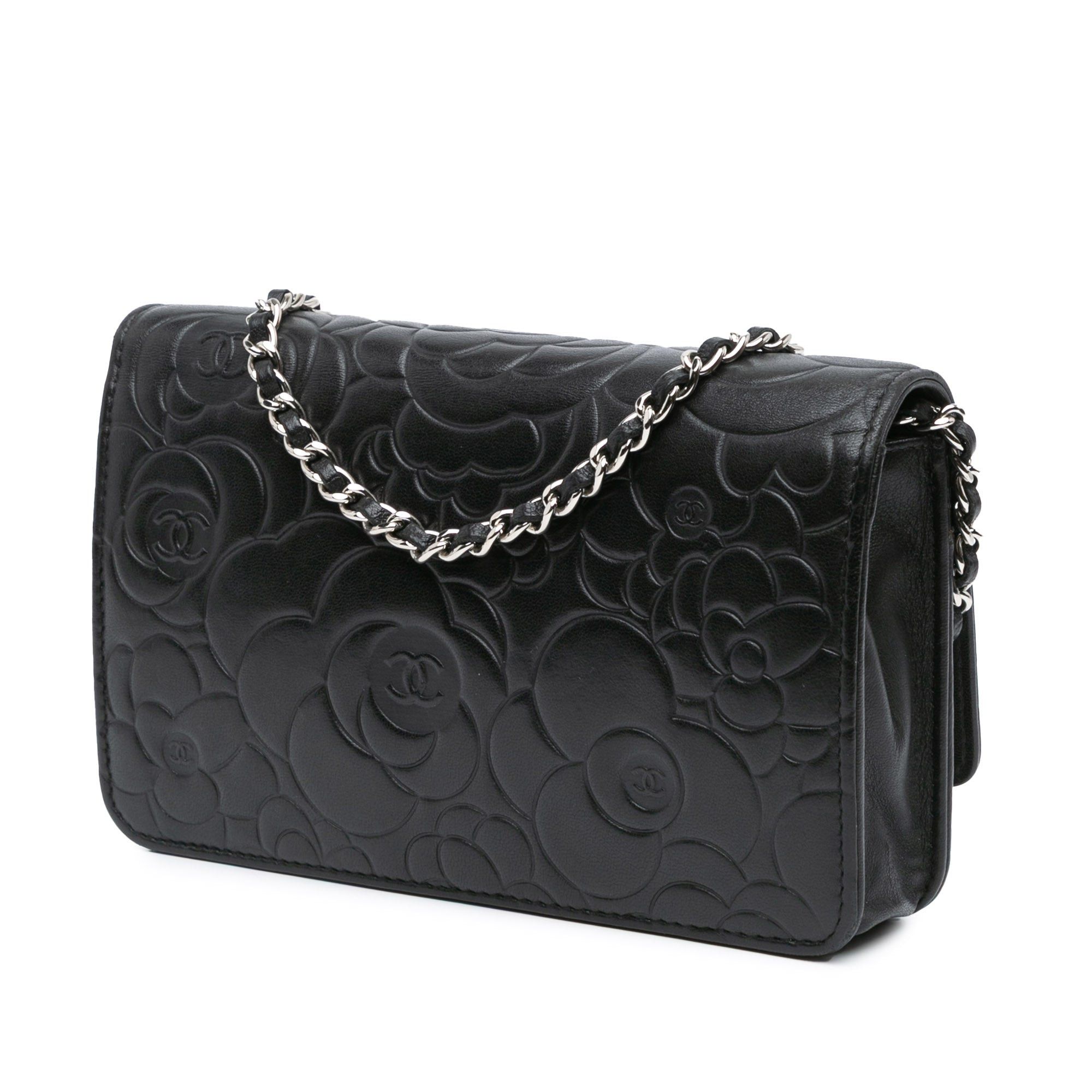 Chanel Chanel Lambskin Camellia Embossed Wallet On Chain Black Size ONE SIZE - 2 Thumbnail