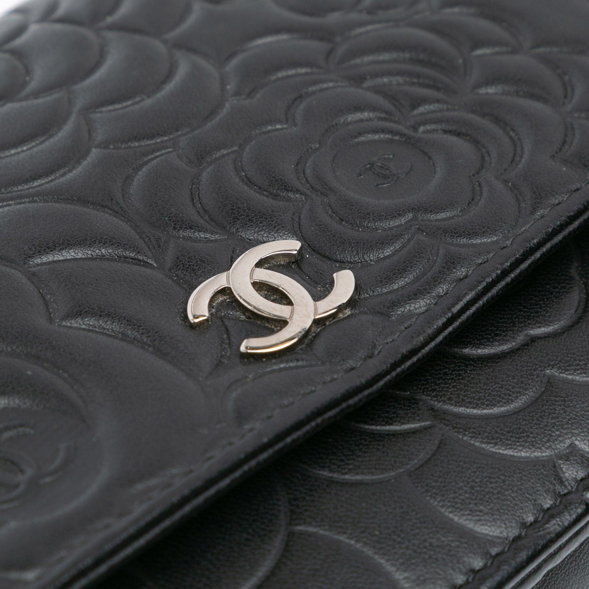 Chanel Chanel Lambskin Camellia Embossed Wallet On Chain Black Size ONE SIZE - 6 Thumbnail
