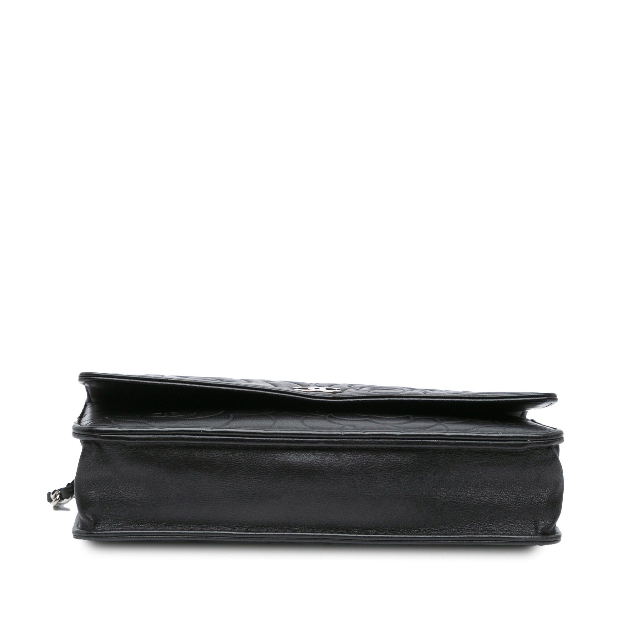 Chanel Chanel Lambskin Camellia Embossed Wallet On Chain Black Size ONE SIZE - 3 Thumbnail