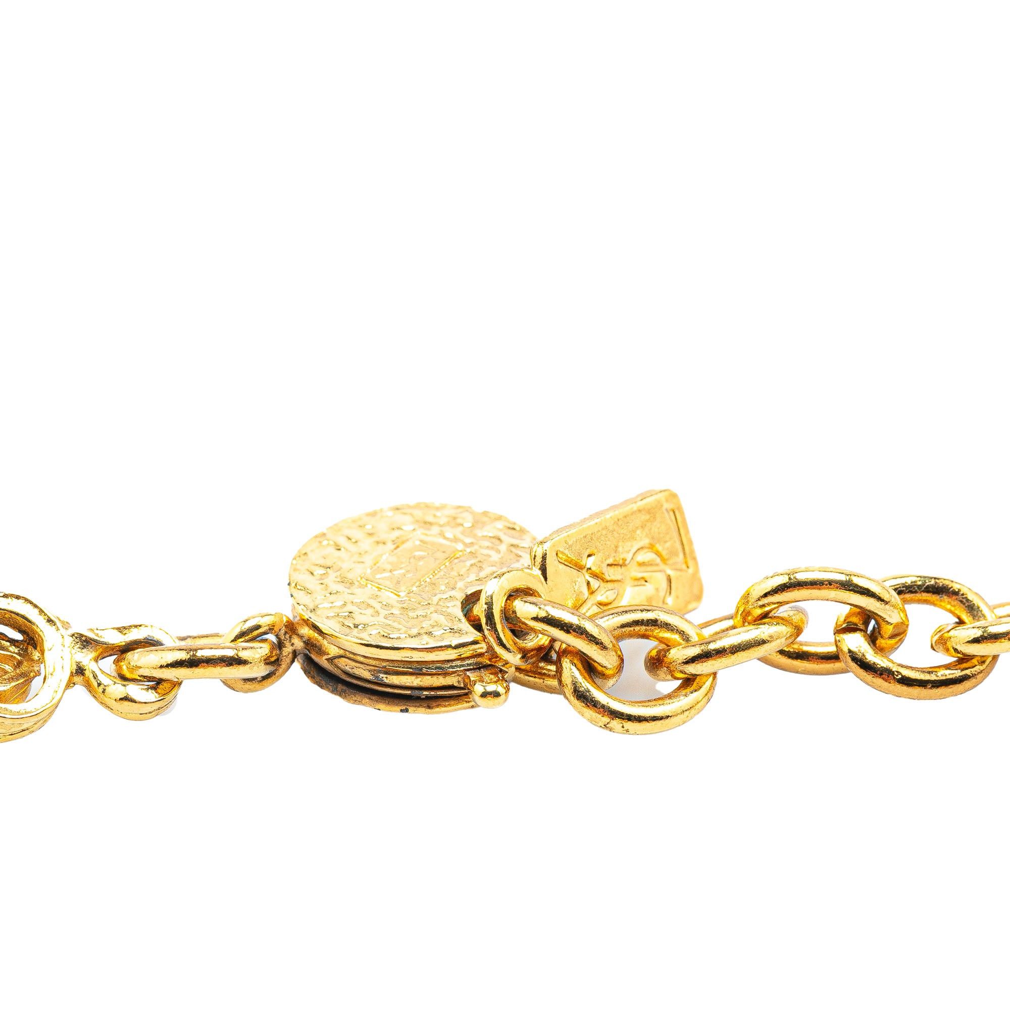 Yves Saint Laurent Yves Saint Laurent Gold Plated Faux Pearl Necklace and Earrings Set Gold Size ONE SIZE - 5 Thumbnail