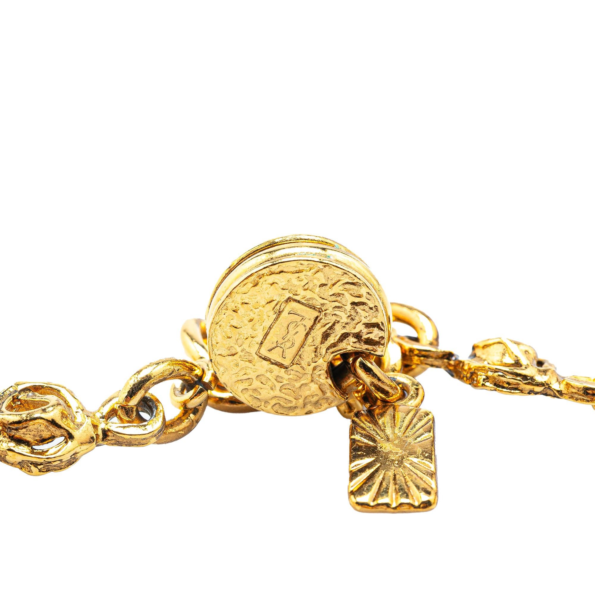Yves Saint Laurent Yves Saint Laurent Gold Plated Faux Pearl Necklace and Earrings Set Gold Size ONE SIZE - 6 Thumbnail