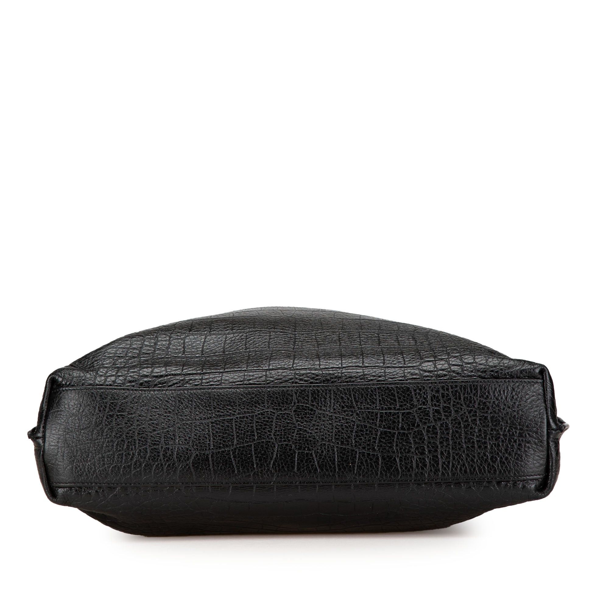 Saint Laurent Paris Saint Laurent Croc Embossed Leather Tag Hobo Bag Black Size ONE SIZE - 3 Thumbnail