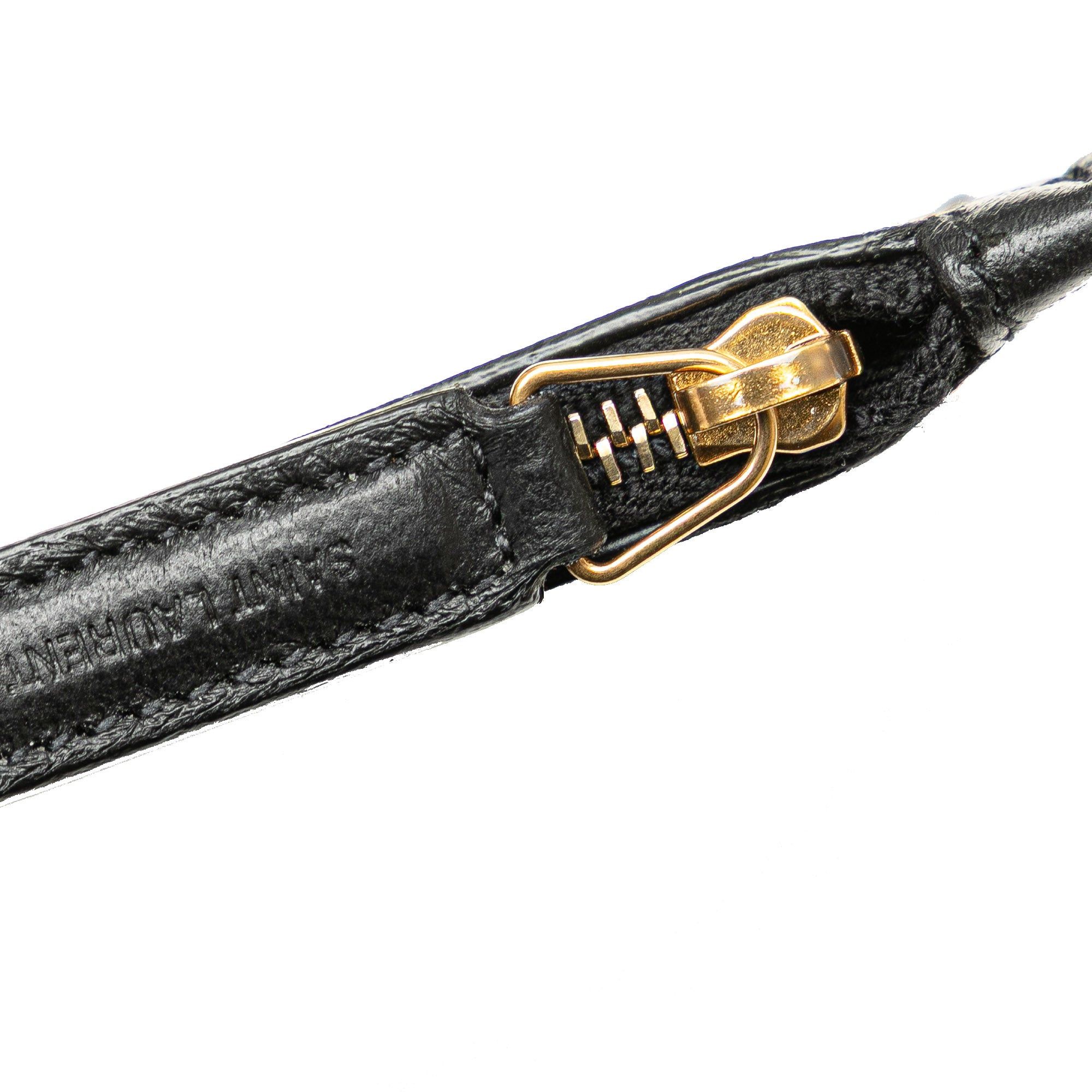 Saint Laurent Paris Saint Laurent Croc Embossed Leather Tag Hobo Bag Black Size ONE SIZE - 10 Thumbnail