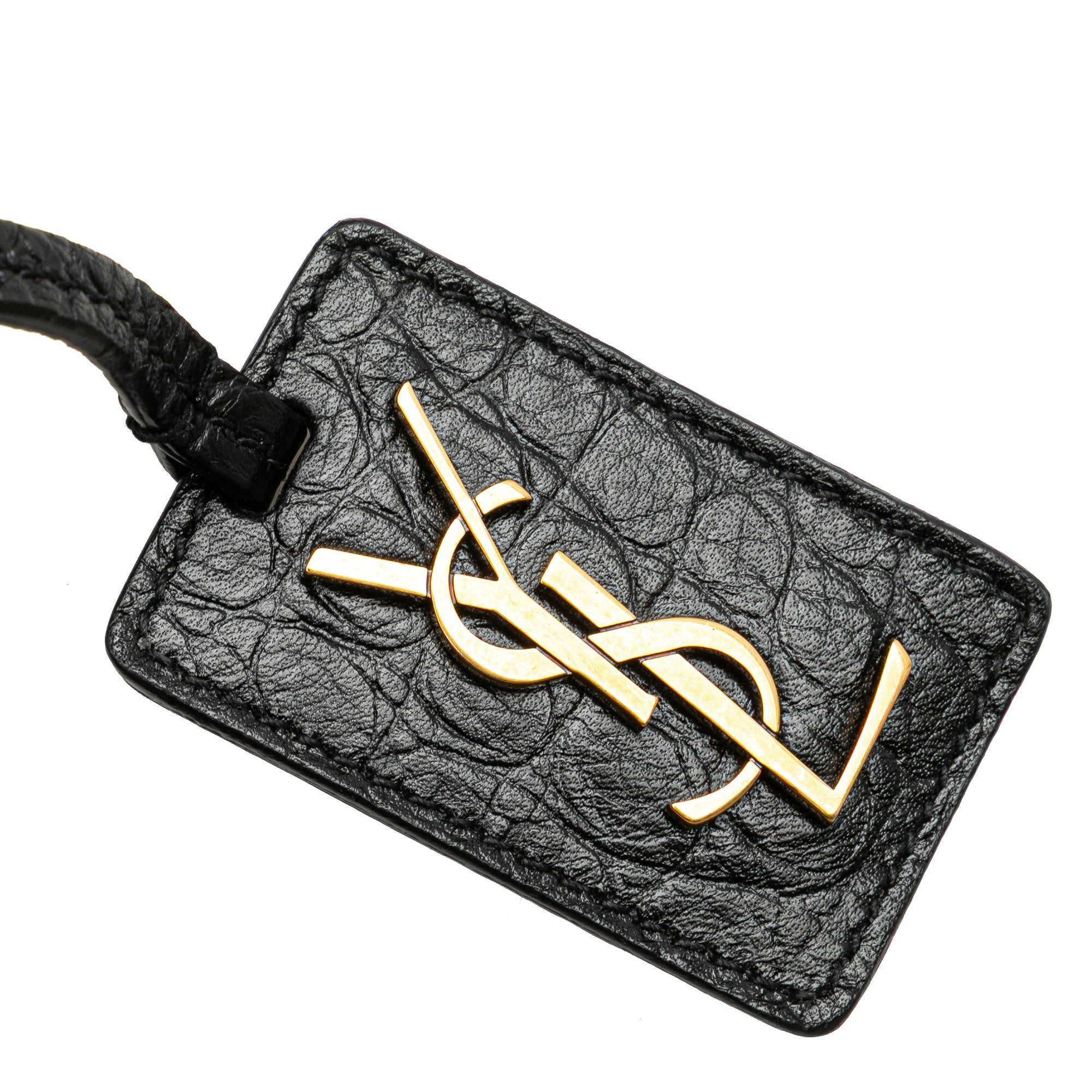 Saint Laurent Paris Saint Laurent Croc Embossed Leather Tag Hobo Bag Black Size ONE SIZE - 13 Thumbnail
