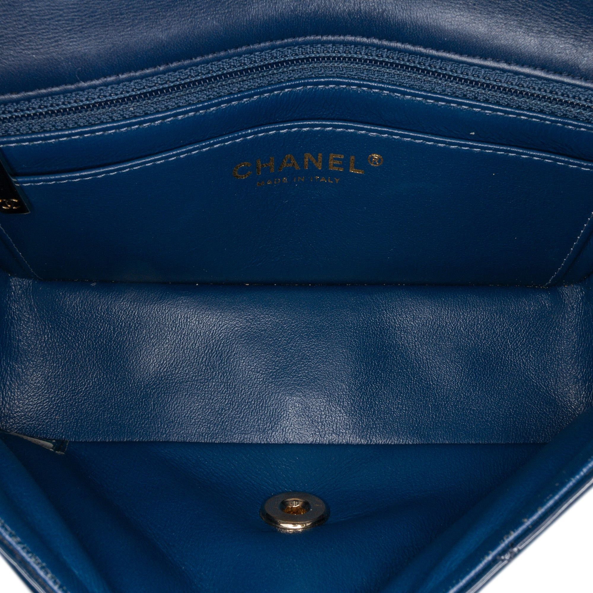 Chanel Chanel Mini Rectangular Classic Patent Single Flap Blue Size ONE SIZE - 4 Thumbnail