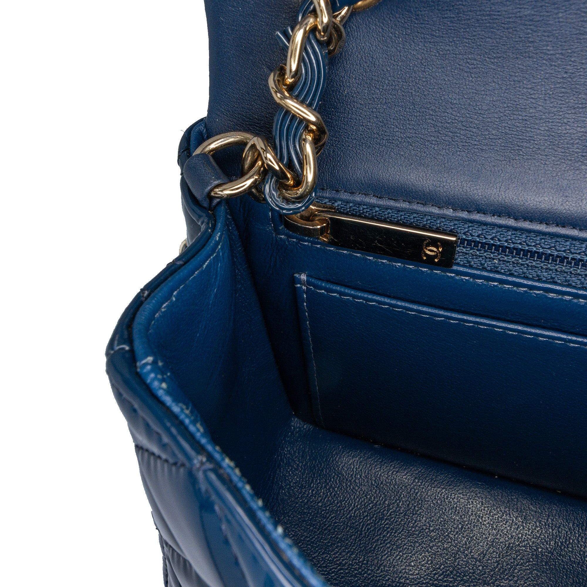 Chanel Chanel Mini Rectangular Classic Patent Single Flap Blue Size ONE SIZE - 6 Thumbnail