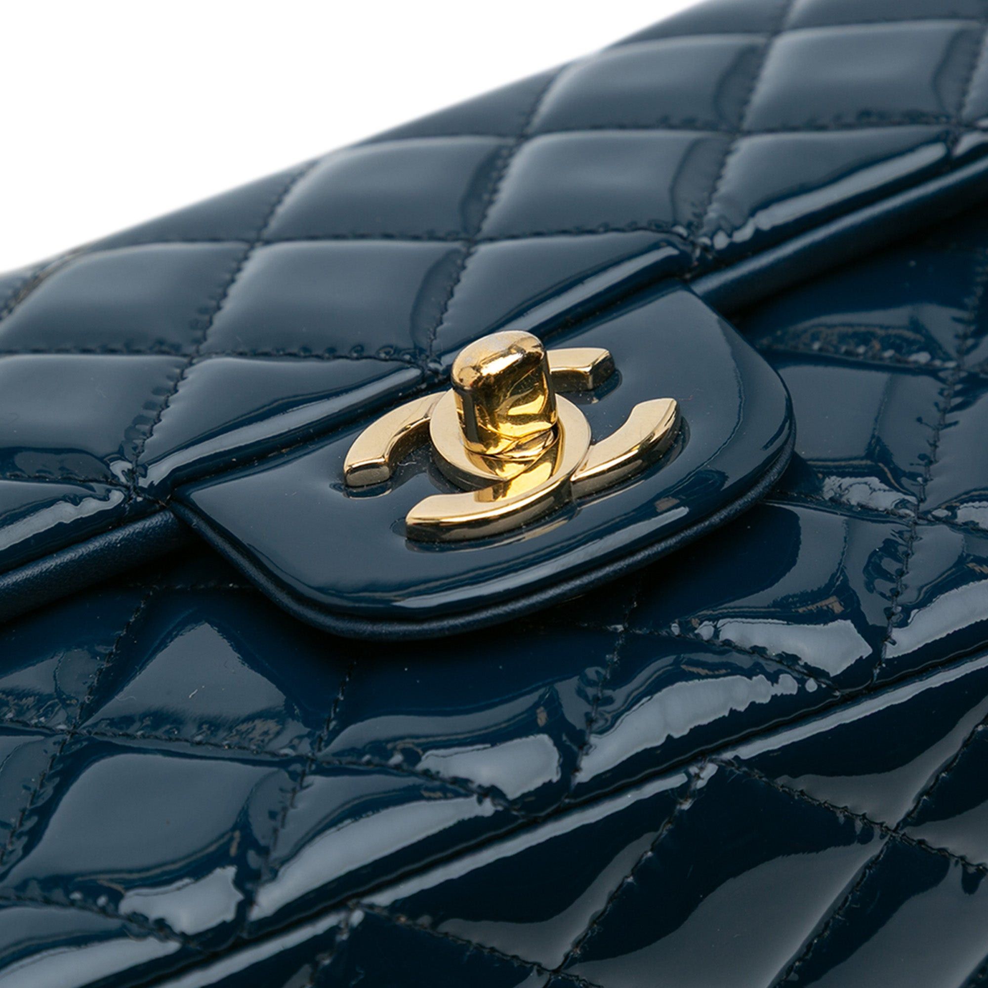 Chanel Chanel Mini Rectangular Classic Patent Single Flap Blue Size ONE SIZE - 8 Thumbnail