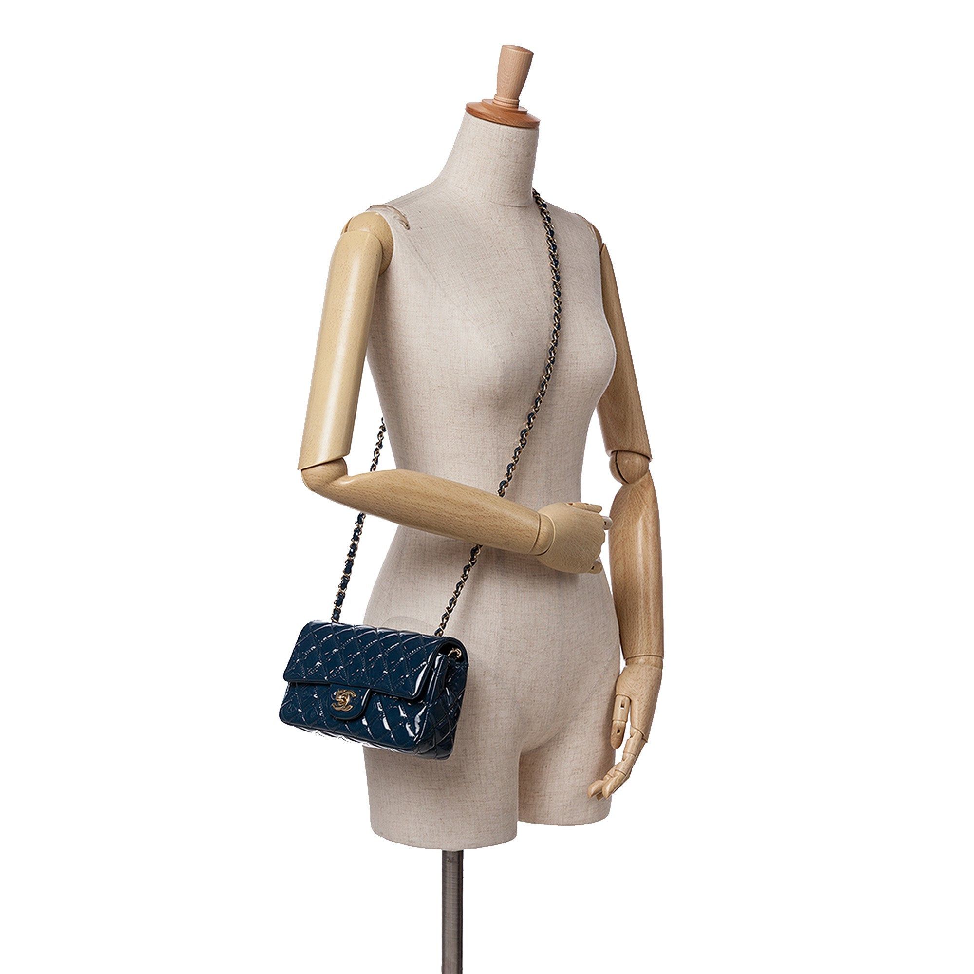 Chanel Chanel Mini Rectangular Classic Patent Single Flap Blue Size ONE SIZE - 9 Thumbnail