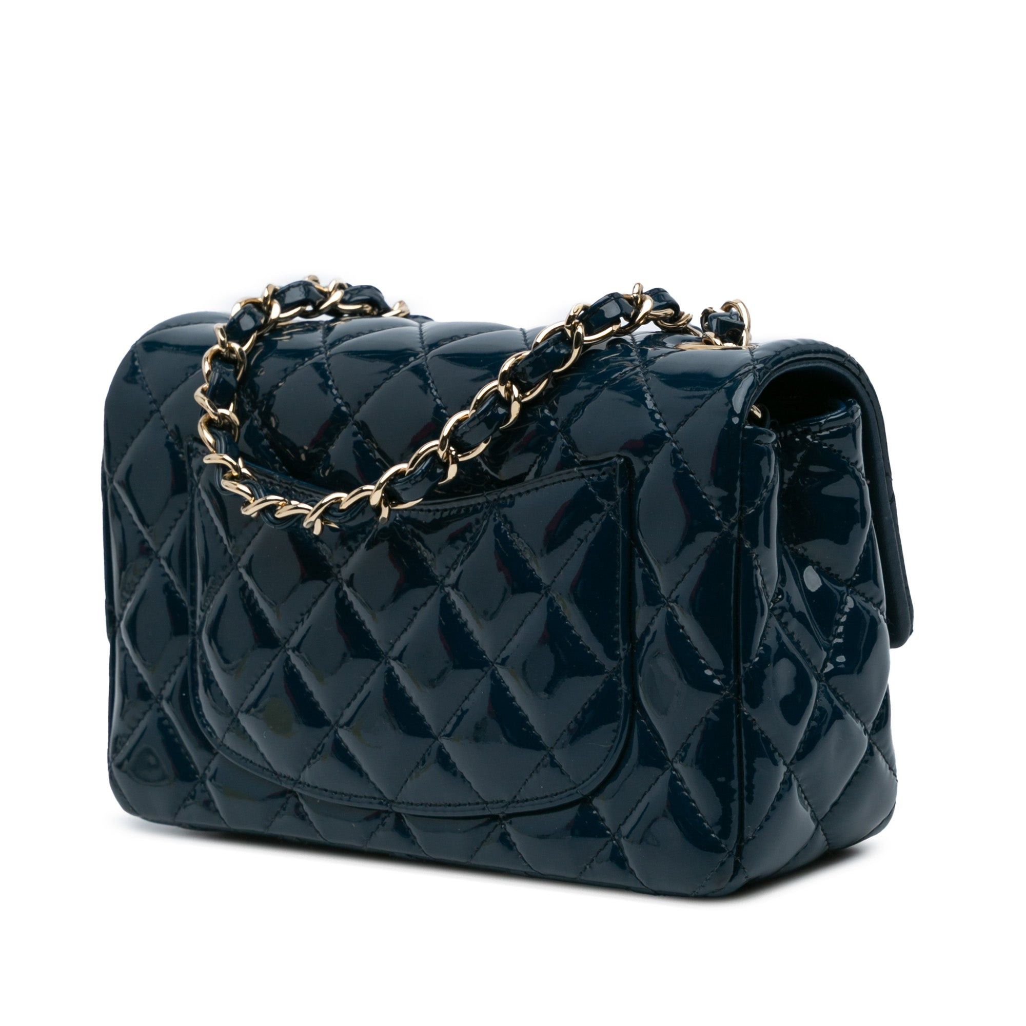 Chanel Chanel Mini Rectangular Classic Patent Single Flap Blue Size ONE SIZE - 2 Thumbnail