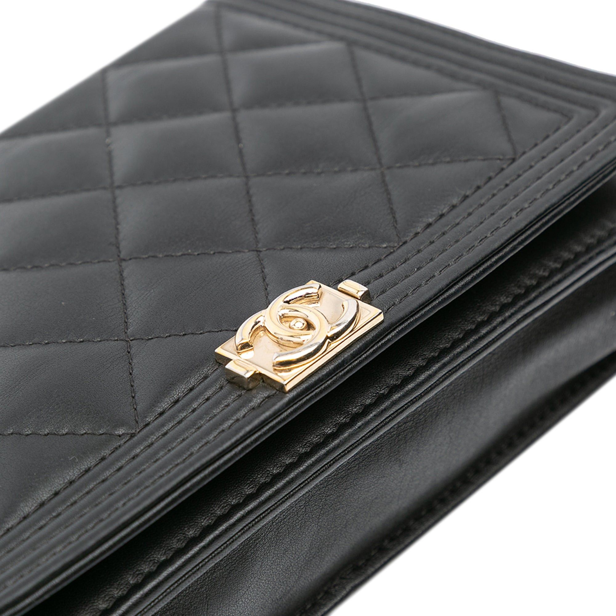 Chanel Chanel Lambskin Boy Wallet On Chain Black Size ONE SIZE - 8 Thumbnail