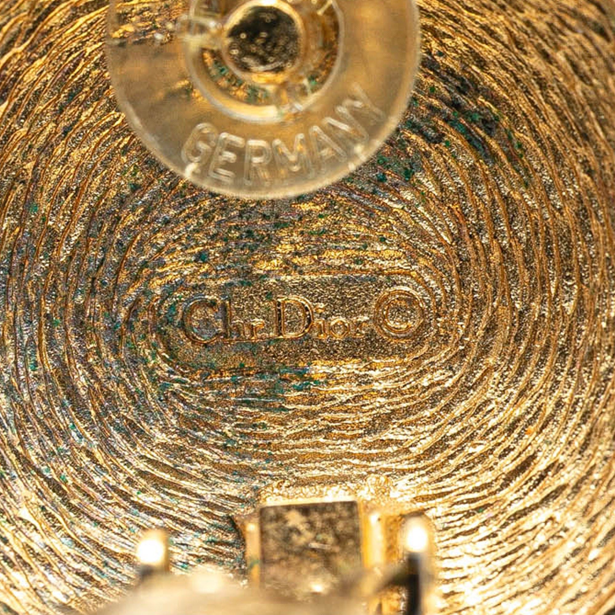 Dior Dior Gold Plated CD Logo Round Clip On Earrings Gold Size ONE SIZE - 4 Thumbnail