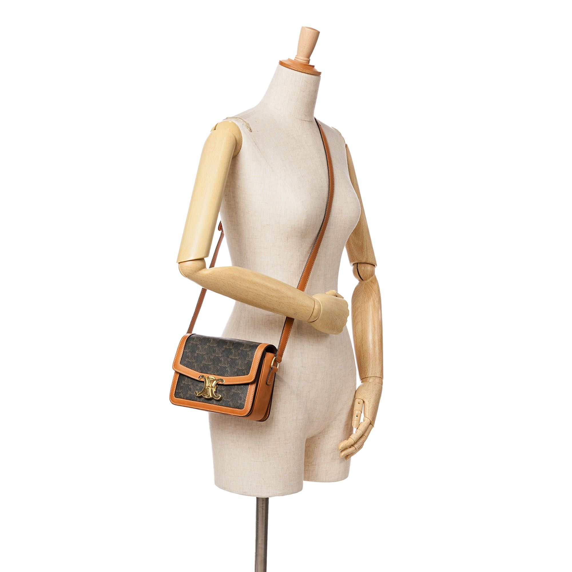 Celine Celine Teen Coated Canvas Triomphe Crossbody Brown Size ONE SIZE - 9 Thumbnail