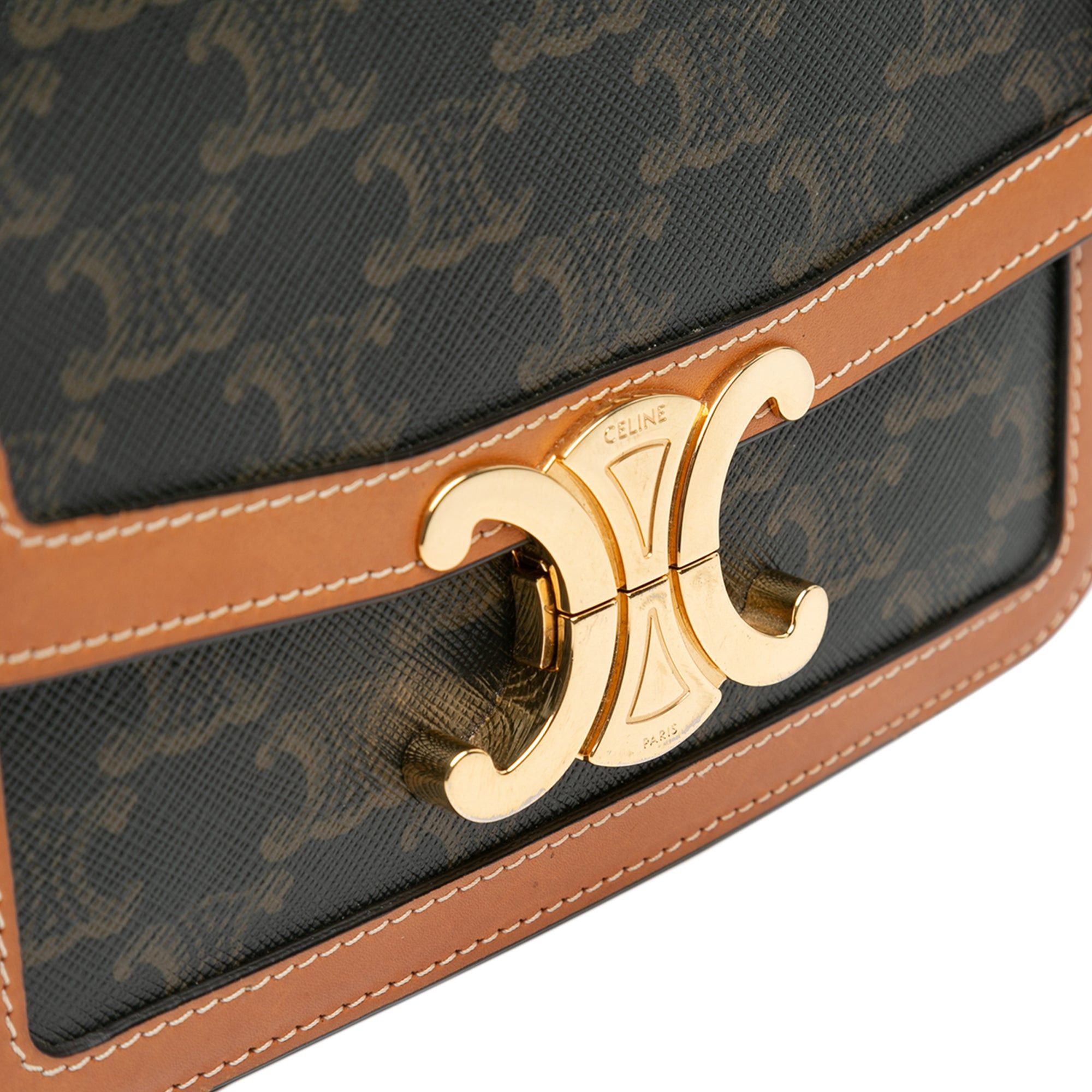 Celine Celine Teen Coated Canvas Triomphe Crossbody Brown Size ONE SIZE - 8 Thumbnail