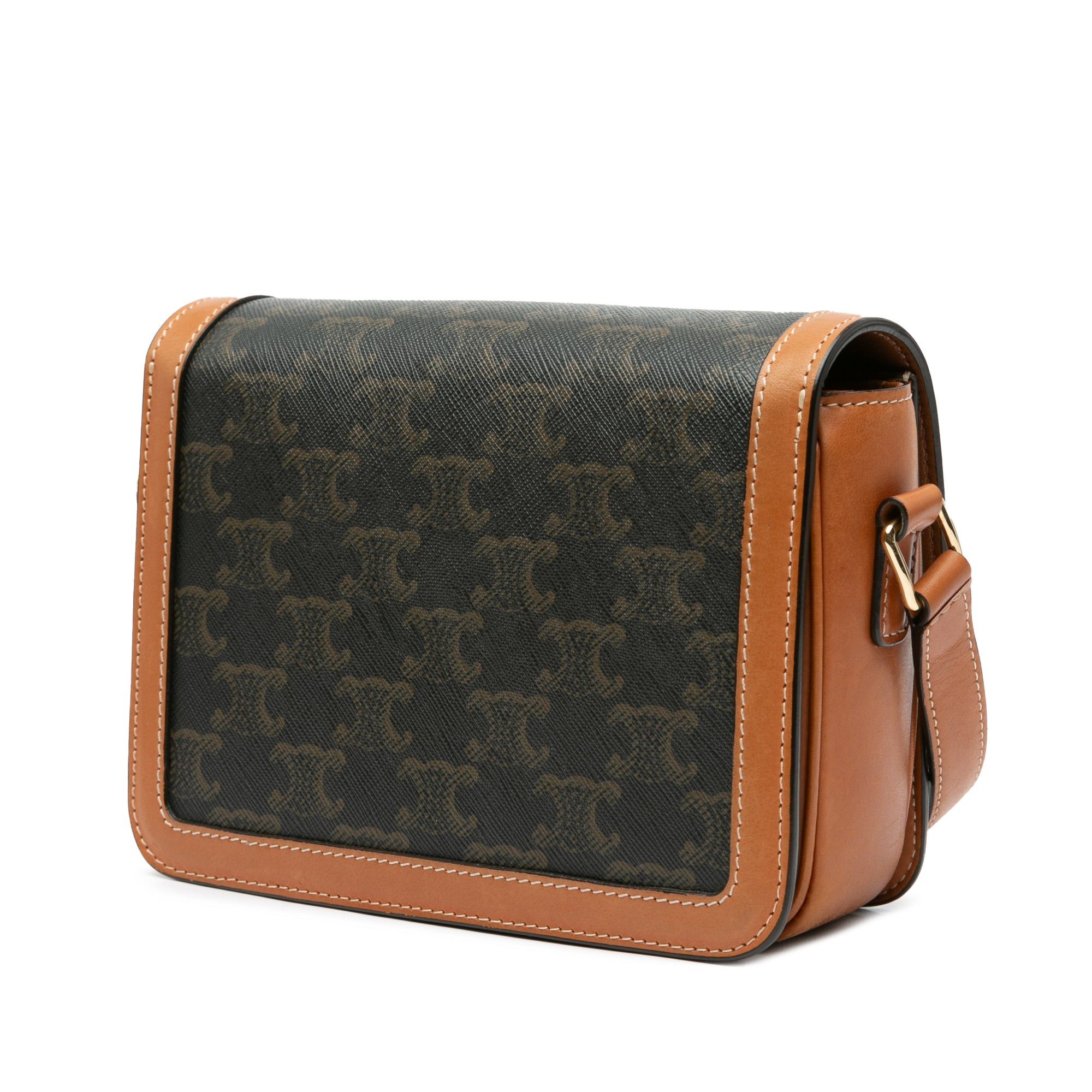 Celine Celine Teen Coated Canvas Triomphe Crossbody Brown Size ONE SIZE - 2 Thumbnail
