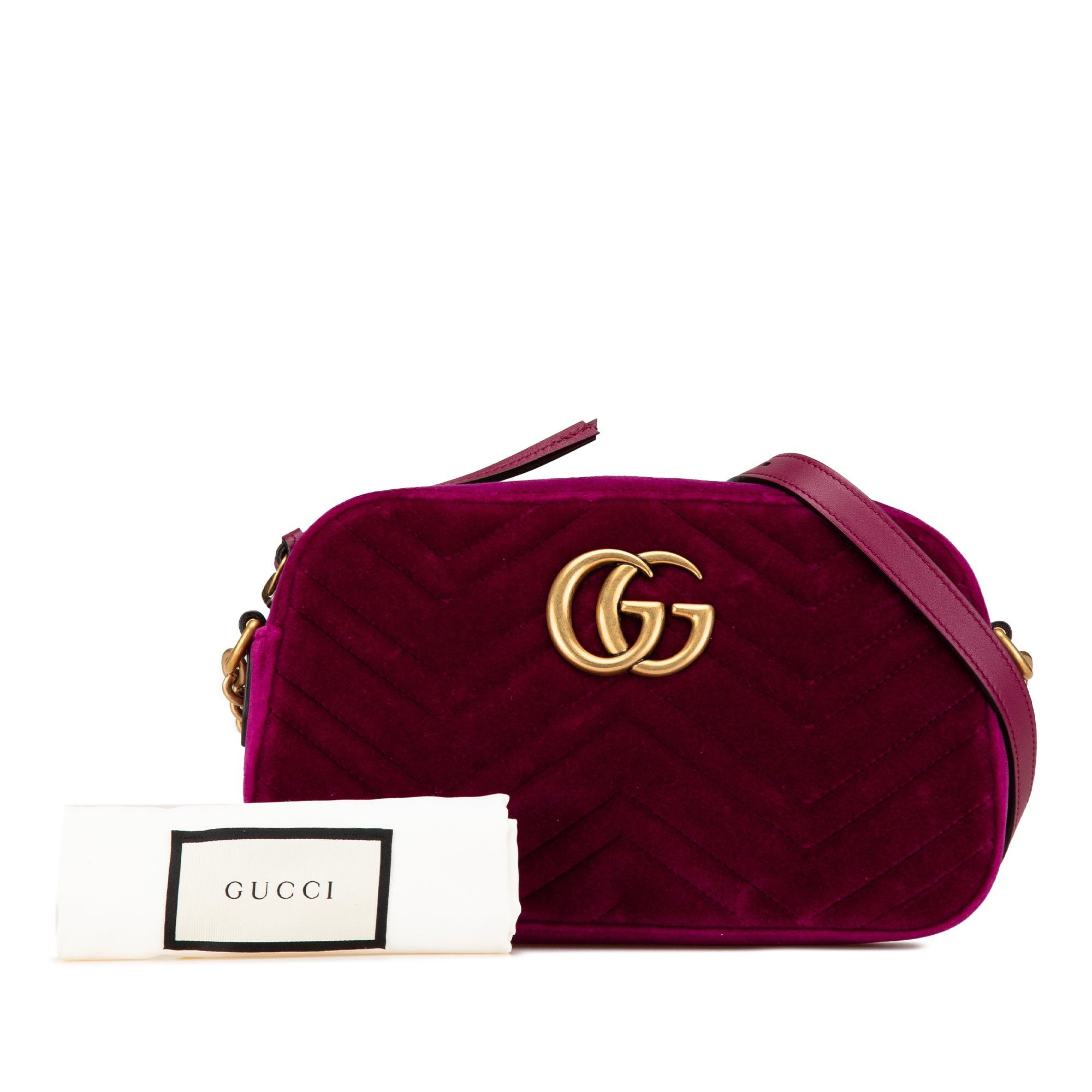 Gucci Gucci Small GG Marmont Velvet Matelasse Crossbody Purple Size ONE SIZE - 13 Thumbnail