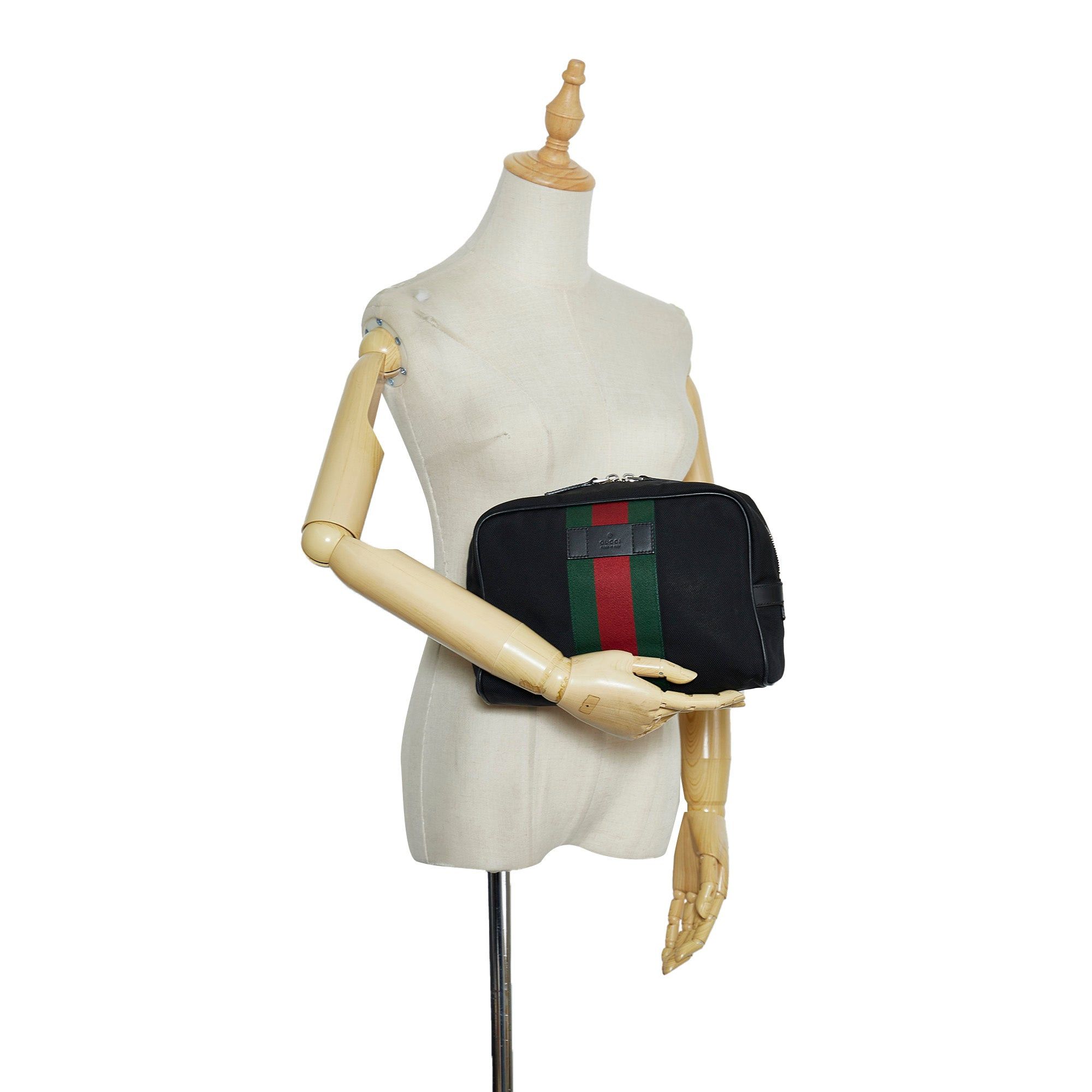 Gucci Gucci Techno Web Canvas Clutch Black Size ONE SIZE - 9 Thumbnail