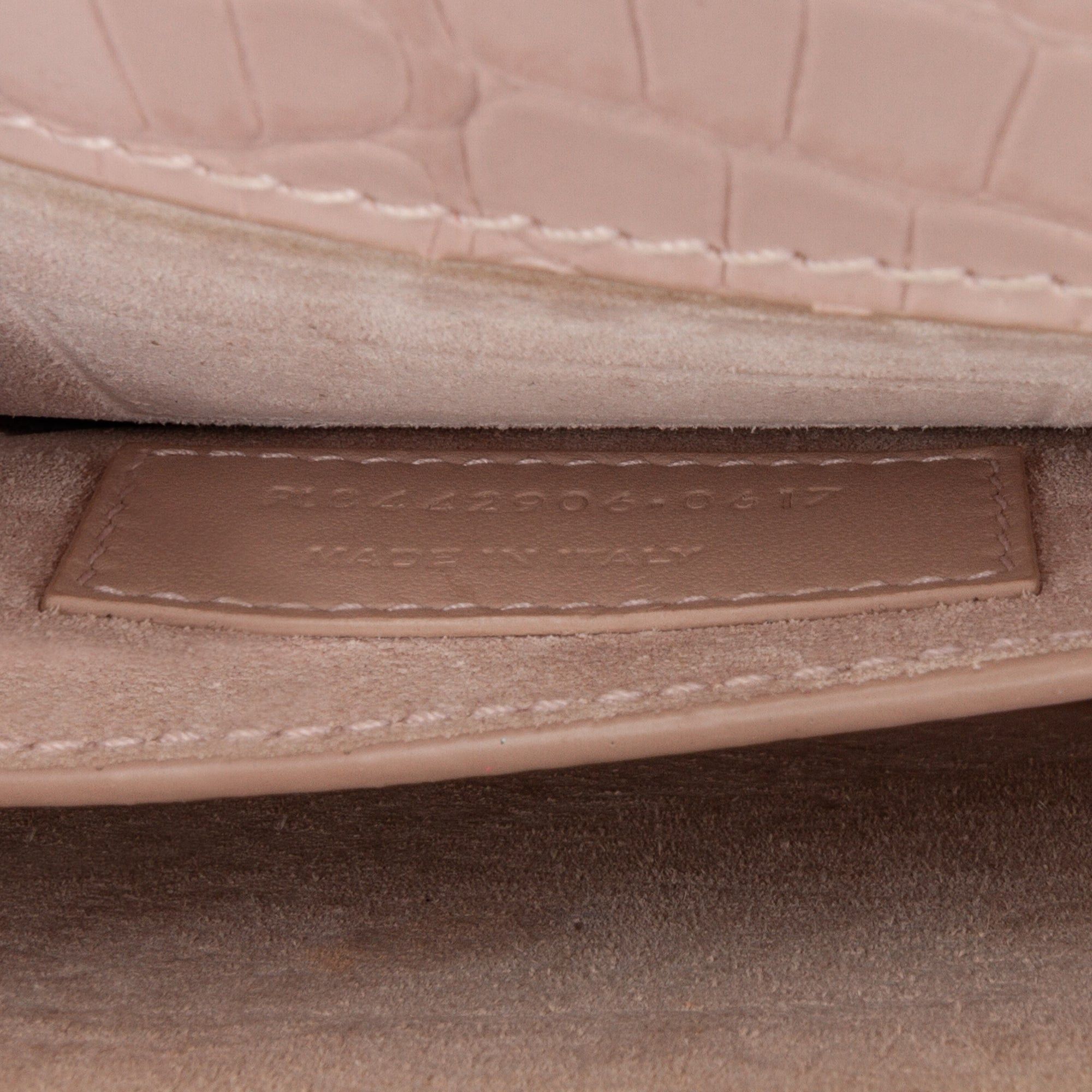 Saint Laurent Paris Saint Laurent Medium Croc Embossed Monogram Sunset Bag Pink Size ONE SIZE - 6 Thumbnail