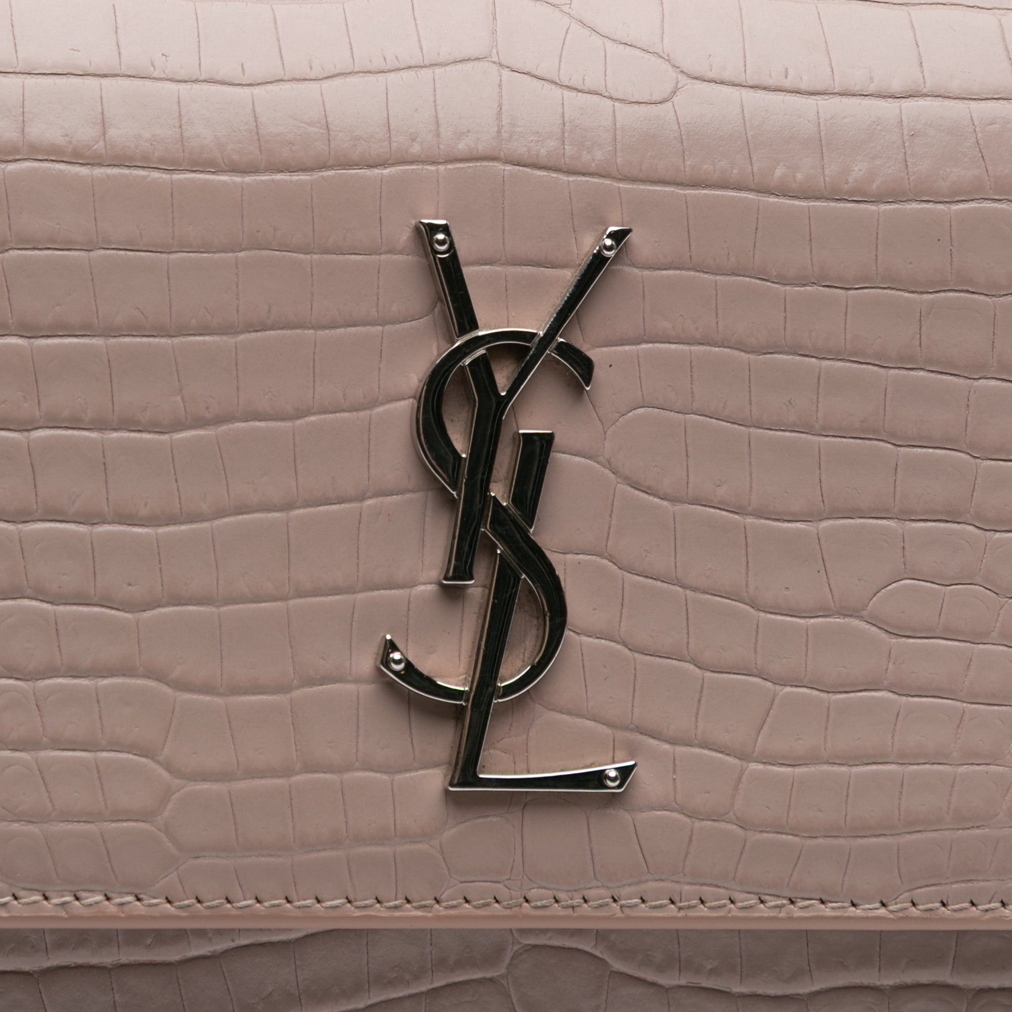 Saint Laurent Paris Saint Laurent Medium Croc Embossed Monogram Sunset Bag Pink Size ONE SIZE - 7 Thumbnail