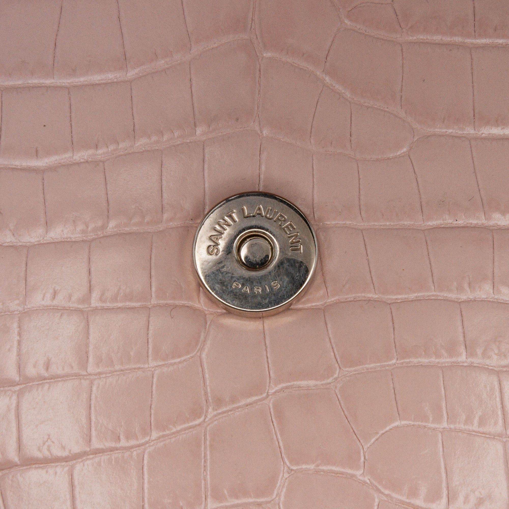 Saint Laurent Paris Saint Laurent Medium Croc Embossed Monogram Sunset Bag Pink Size ONE SIZE - 8 Thumbnail
