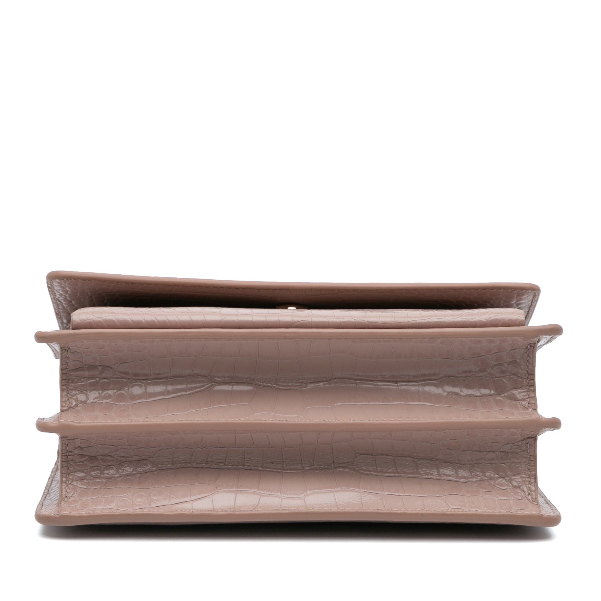 Saint Laurent Paris Saint Laurent Medium Croc Embossed Monogram Sunset Bag Pink Size ONE SIZE - 3 Thumbnail