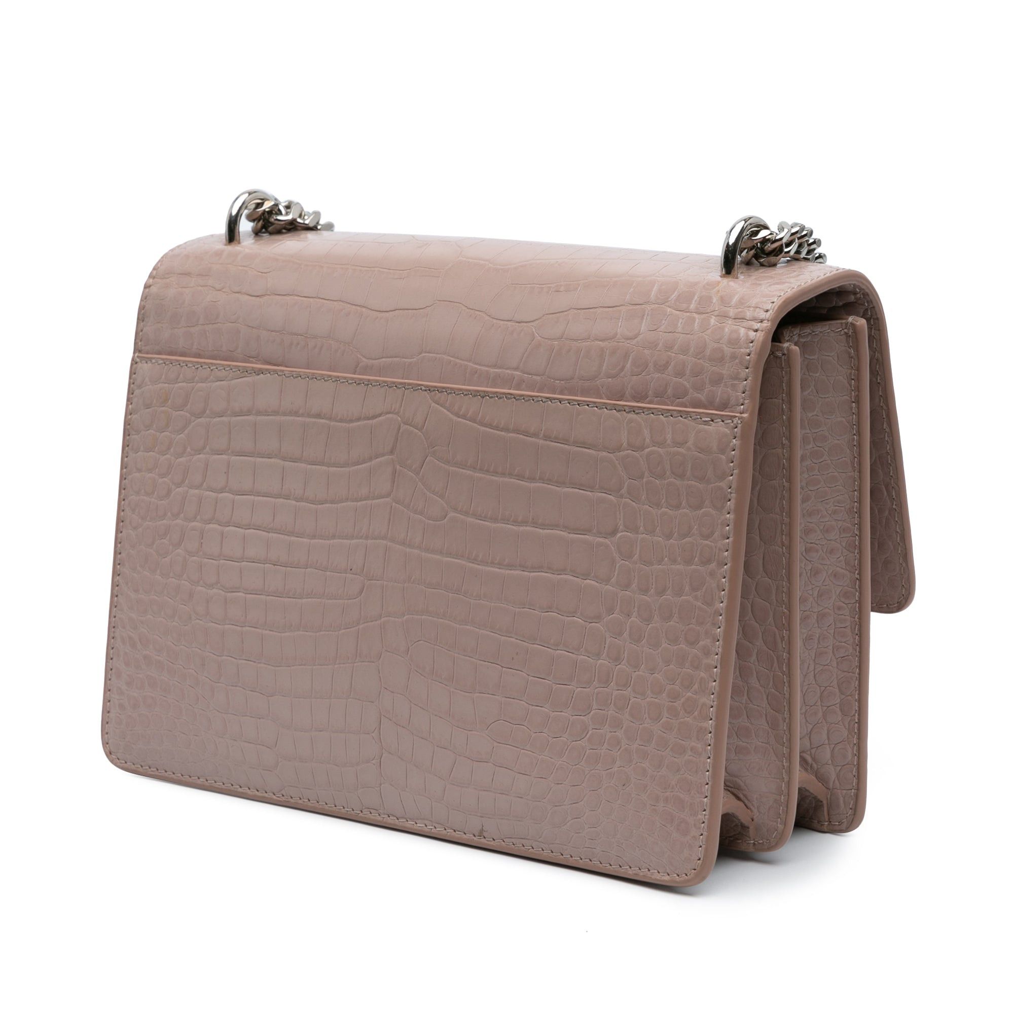 Saint Laurent Paris Saint Laurent Medium Croc Embossed Monogram Sunset Bag Pink Size ONE SIZE - 2 Thumbnail