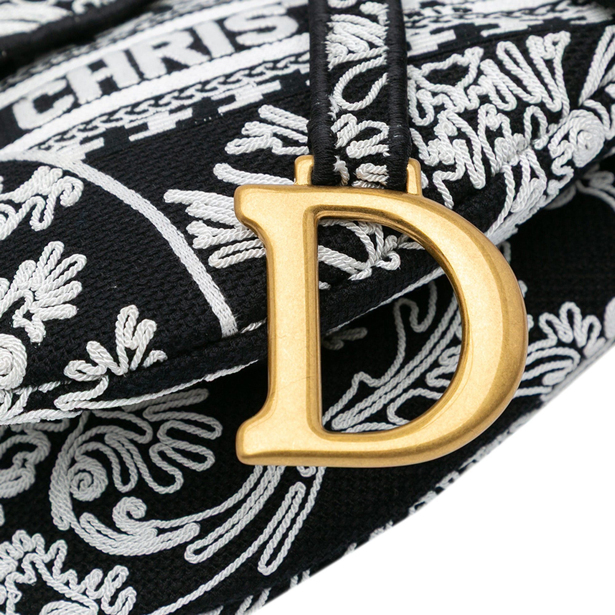 Dior Dior Embroidered Canvas Ornamental Cornely Saddle Bag Black Size ONE SIZE - 6 Thumbnail