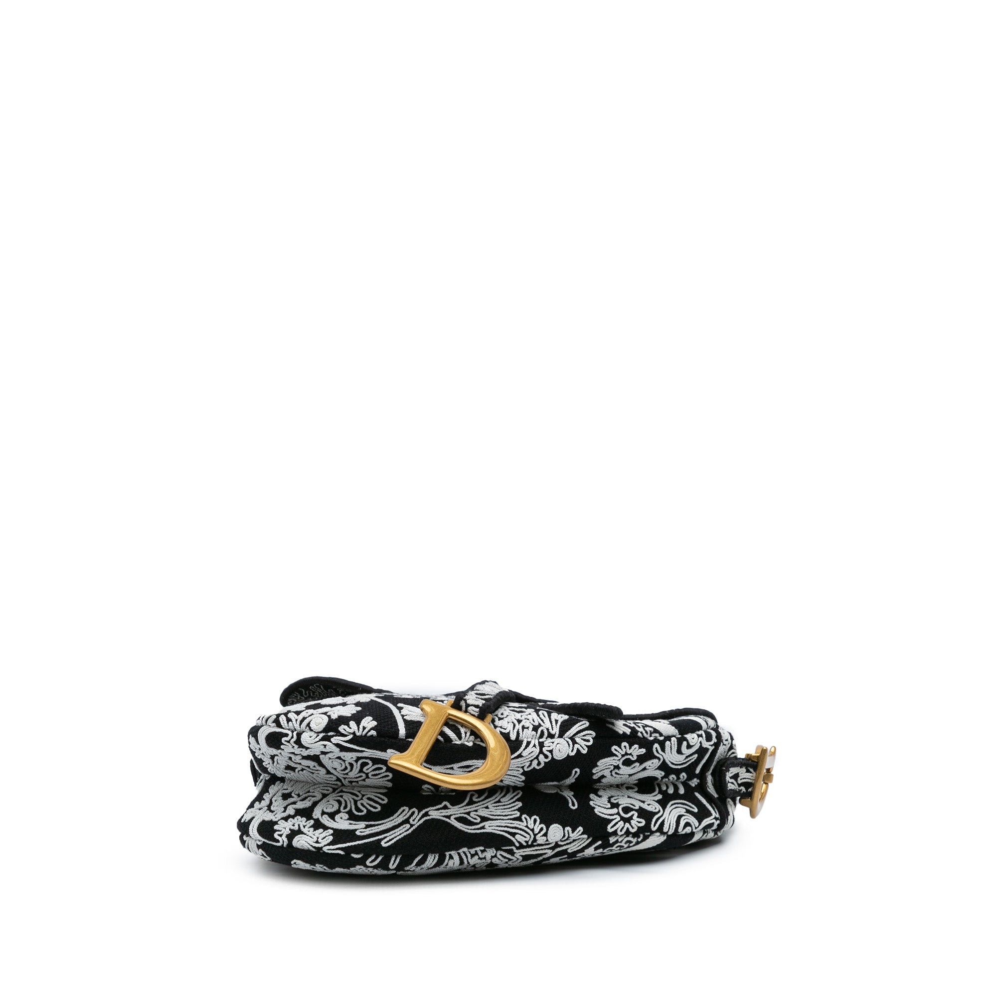 Dior Dior Embroidered Canvas Ornamental Cornely Saddle Bag Black Size ONE SIZE - 3 Thumbnail